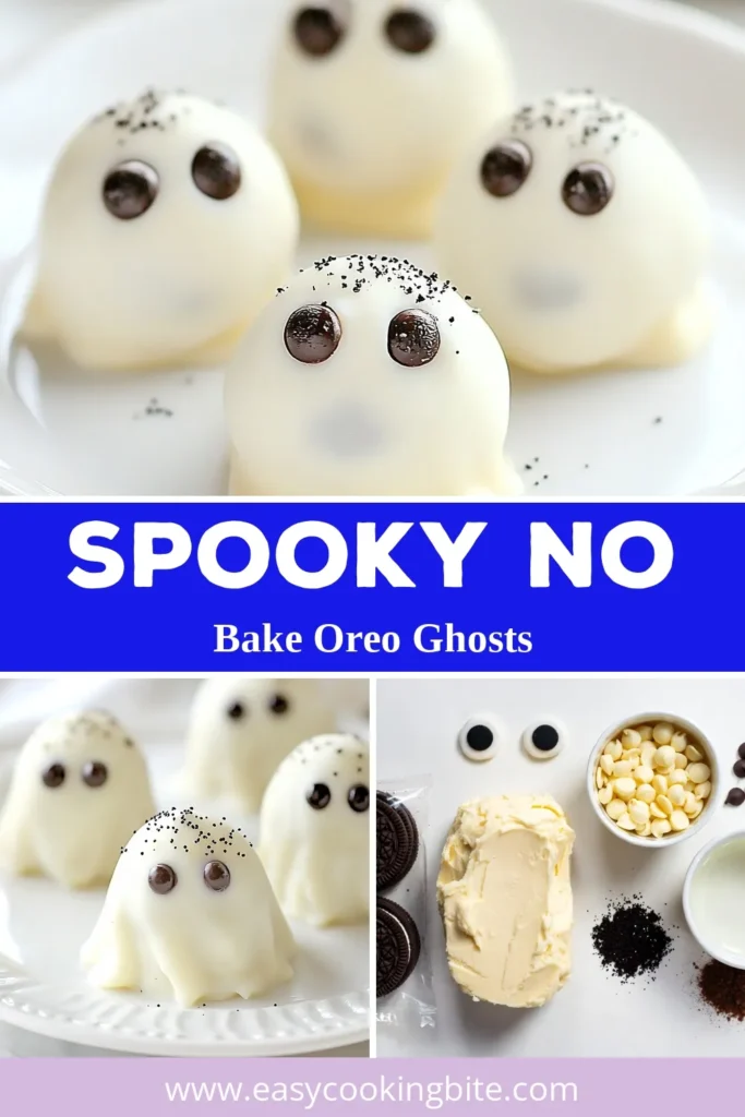 Get into the Halloween spirit with these delightful No-Bake Oreo Ghost Truffles! This easy Oreo treats recipe combines crushed Oreo cookies and cream cheese to create the perfect ghostly dessert. Dipped in white chocolate, these spooky Ghost Truffles are a fantastic addition to your Halloween desserts table. Ready in just one hour, your guests will love these White Chocolate Oreo Balls. Try this fun, no-bake recipe today! #HalloweenDesserts #OreoTruffles #EasyOreoTreats #GhostTrufflesRecipe