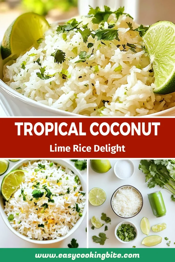 Discover the perfect Coconut Lime Rice recipe that transforms simple jasmine rice with coconut milk into a deliciously easy coconut rice dish. This tropical side dish recipe is bursting with flavor from fresh lime and cilantro, making it a must-try for any meal. Enjoy this delightful bowl of goodness in just 30 minutes! Click to save this easy recipe and impress your guests today. #CoconutLimeRice #TropicalSideDish #EasyCoconutRice #CilantroLimeRice