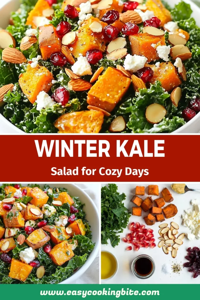 Looking for a delicious and nutritious addition to your winter meals? Try this winter kale salad featuring roasted sweet potatoes, pomegranate seeds, and feta cheese. This healthy kale recipe is perfect for festive gatherings or as a comforting meal. With its colorful ingredients, this pomegranate salad recipe is sure to impress. Save this festive salad with feta for your next holiday feast! #WinterKaleSalad #HealthyKaleRecipes #RoastedSweetPotatoSalad #PomegranateSaladRecipe