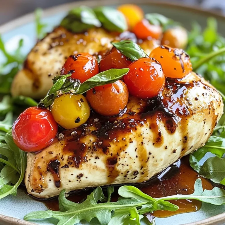 To make Caprese stuffed chicken breast, gather these key ingredients: - 4 boneless, skinless chicken breasts - 1 cup fresh mozzarella cheese, cubed - 1 cup cherry tomatoes, halved - 1/4 cup fresh basil leaves, chopped - 2 tablespoons balsamic glaze - 2 tablespoons olive oil - Salt and pepper to taste - 1 teaspoon garlic powder - 1/2 teaspoon dried oregano These ingredients create a flavorful and juicy dish that bursts with fresh taste. You can enhance the dish with a few optional ingredients: - Fresh spinach for extra greens - Red pepper flakes for heat - Parmesan cheese for a savory kick - Lemon zest for brightness Adding these can change the taste and make it your own. If you need to swap some items, here are some ideas: - Use chicken thighs instead of breasts for more flavor. - Try goat cheese instead of mozzarella for a tangy twist. - Use any herb you love, like parsley or thyme. - Substitute balsamic glaze with a homemade reduction for a fresh touch. These substitutions keep the dish exciting and tailored to your taste. {{ingredient_image_1}} To start, you need to prepare the chicken. Take each chicken breast and place it on a cutting board. Use a sharp knife to carefully butterfly each breast. Slice it horizontally, but don’t cut all the way through. This creates a pocket for the filling. Make sure the pocket is deep enough to hold the delicious mixture. Now, let's make the Caprese filling. In a mixing bowl, combine these ingredients: - 1 cup fresh mozzarella cheese, cubed - 1 cup cherry tomatoes, halved - 1/4 cup fresh basil leaves, chopped - 1 tablespoon balsamic glaze - salt and pepper to taste - 1 teaspoon garlic powder Mix everything well until it is nicely combined. This filling brings fresh flavors to your chicken. Next, it’s time to cook the chicken. First, stuff each chicken pocket with the Caprese filling. Pack it in tightly. If you need to, use toothpicks to secure the openings. Drizzle olive oil over the stuffed chicken breasts. Season with salt, pepper, and dried oregano. Heat a large oven-safe skillet on medium-high heat. Once it’s hot, add the stuffed chicken breasts. Sear each side for about 3 to 4 minutes until they turn golden brown. After searing, transfer the skillet to a preheated oven at 375°F (190°C). Bake for 20 to 25 minutes, or until the chicken reaches an internal temperature of 165°F (75°C). When it’s done, remove the chicken and let it rest for 5 minutes. Drizzle with the remaining balsamic glaze before serving. Enjoy this flavorful and juicy dish! To keep your chicken moist, start with good quality meat. Choose boneless, skinless chicken breasts for even cooking. Butterfly each breast to create a pocket. This helps hold in the stuffing. Sear the chicken in a hot skillet first. This gives it a nice brown crust. After searing, bake it in the oven to finish cooking. Let the chicken rest before slicing. This helps keep the juices inside. For the best flavor, use fresh ingredients. Fresh mozzarella adds creaminess. Cherry tomatoes bring sweetness and acidity. Basil gives a fragrant touch. Mix these well before stuffing. Add balsamic glaze for a tangy kick. Season your filling with salt, pepper, and garlic powder. This enhances all the flavors. Taste the filling before stuffing the chicken. Use a large oven-safe skillet for this recipe. It helps sear and bake the chicken evenly. A sharp knife is key for butterflying the chicken breast. Make sure to have a meat thermometer handy. This tool ensures the chicken reaches 165°F. It helps prevent overcooking. A good cutting board makes prep easy and safe. Pro Tips Use Fresh Ingredients: Fresh mozzarella and ripe cherry tomatoes will elevate the flavor of your dish significantly. Always opt for the freshest produce you can find. Secure Your Filling: If you're worried about the stuffing spilling out, use toothpicks to secure the openings of the chicken breasts after stuffing them. This will help keep everything intact while cooking. Let It Rest: After baking, allow the chicken to rest for about 5 minutes. This helps the juices redistribute, ensuring the chicken remains moist and flavorful. Experiment with Herbs: While basil is traditional, feel free to experiment with other herbs like thyme or parsley for a unique twist on this classic dish. {{image_2}} You can easily add spinach to the Caprese stuffing. Spinach gives a nice color and boosts nutrients. Just chop about one cup of fresh spinach and mix it with the mozzarella, tomatoes, and basil. The added greens create a lovely balance with the cheese. This change adds flavor and makes it feel light. If you need a gluten-free dish, you can skip the balsamic glaze or choose a gluten-free brand. For a low-carb option, you can replace the chicken with zucchini or eggplant. Slice them thick and stuff them like chicken. This keeps the taste bold while being friendly to your diet. To give your dish a twist, try adding different herbs. You can use thyme, rosemary, or even cilantro for a unique taste. Swap the basil in the original recipe for these herbs. Each herb will change the flavor profile, making it exciting and different every time you cook it. To keep leftover Caprese stuffed chicken fresh, place it in an airtight container. Make sure the chicken cools down first. This helps prevent moisture loss. Store it in the fridge for up to three days. If you plan to eat it later, do not add the balsamic glaze yet. You can freeze this dish for later use. Wrap each stuffed chicken breast tightly in plastic wrap. Then, place them in a freezer-safe bag. Label the bag with the date. This way, you know when to use it. The chicken can stay fresh for up to three months in the freezer. When ready to cook, thaw it overnight in the fridge. To reheat your chicken, use the oven for best results. Preheat your oven to 350°F (175°C). Place the chicken on a baking sheet. Cover it loosely with foil to keep it moist. Heat for about 20-25 minutes or until warm throughout. You can also use a microwave, but the oven gives a better texture. Just heat for 2-3 minutes, checking frequently. The best type of chicken for this dish is boneless, skinless chicken breasts. They cook evenly and create a great pocket for stuffing. Look for fresh chicken that is firm and pink. If you prefer, you can also use chicken thighs, but they may take a bit longer to cook. Yes, you can make this dish ahead of time. Prepare the stuffed chicken breasts and store them in the fridge for up to 24 hours. When you are ready to cook, just sear and bake as directed. This helps save time on busy days and can enhance the flavors. You can serve Caprese stuffed chicken with several tasty sides. Here are some great options: - Fresh arugula salad with lemon vinaigrette - Garlic bread for a crunchy texture - Roasted vegetables for a healthy touch - Quinoa or rice for a filling meal These pairings balance the flavors of the chicken and make your meal complete. You’ve learned how to make delicious Caprese Stuffed Chicken. We covered all the ingredients you need, as well as fun variations. Remember to prep the chicken right and use good cooking techniques. Keeping the chicken juicy is key to great taste. By storing leftovers properly, you can enjoy this dish later. With these tips, you are ready to impress at any meal. Now get cooking and enjoy your tasty creation!