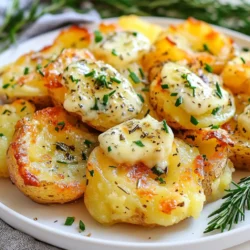 - 1.5 pounds small or baby potatoes (Yukon Gold or Red) - 4 tablespoons unsalted butter, softened - 4 cloves garlic, minced - 1 tablespoon fresh parsley, chopped - 1 tablespoon fresh chives, chopped - 1 tablespoon fresh rosemary, chopped - 1 teaspoon salt - ½ teaspoon black pepper - Olive oil for drizzling Gathering these ingredients is the first step to creating smashed potatoes with garlic herb butter. The small potatoes are perfect for this dish. They cook quickly and have a nice, creamy texture. Choose Yukon Gold or Red for the best flavor. Unsalted butter is key here. It allows you to control the salt in the dish. Fresh garlic adds a strong, rich taste. Every herb brings its unique flavor. The parsley adds freshness, the chives give a mild onion taste, and rosemary has a pine-like aroma. Salt and black pepper enhance all the flavors. Olive oil is a must for that golden, crispy finish. Remember, quality ingredients make a big difference in your dish. So, select the freshest potatoes and herbs you can find. Happy cooking! {{ingredient_image_1}} To start, take your small potatoes and rinse them under cold water. Place them in a large pot and cover them with cold water. Add a teaspoon of salt to the water. Bring the pot to a boil over high heat. Once boiling, reduce the heat to medium and let the potatoes cook for 15 to 20 minutes. They should be fork-tender, meaning a fork goes in easily. While the potatoes boil, preheat your oven to 425°F (220°C). This step is key for getting the potatoes crispy later. A hot oven ensures even cooking and a nice golden finish. Next, grab a small bowl and mix together 4 tablespoons of softened butter, 4 cloves of minced garlic, 1 tablespoon each of chopped parsley, chives, and rosemary. Add 1 teaspoon of salt and ½ teaspoon of black pepper. Stir everything until well combined. This garlic herb butter will add lots of flavors to your potatoes. Once the potatoes are boiled, drain them and let them cool for a few minutes. Transfer the cooled potatoes to a baking sheet lined with parchment paper. Now, for the fun part! Take a flat surface, like the bottom of a cup or a fork, and gently smash each potato. You want to flatten them a bit, but not break them apart. Drizzle olive oil over the smashed potatoes. Then, take your garlic herb butter and spread it generously over each potato. Make sure every potato gets a good coating. This butter helps create a crispy skin while adding flavor. Bake the potatoes in the preheated oven for 20 to 25 minutes. They should end up crispy and golden brown. Once done, take them out and let them cool slightly. Serve the smashed potatoes warm, and if you like, garnish with extra herbs for a nice touch. Enjoy! To make the best garlic herb butter, use the right ratios. For every four tablespoons of butter, add four cloves of garlic. This mix gives a strong garlic flavor without being too overpowering. The herbs also play a key role. A tablespoon each of fresh parsley, chives, and rosemary adds a fresh, bright taste. Mix these well to ensure the flavors blend perfectly. Taste your garlic herb butter before using it. Adjust the salt and pepper as needed for your taste. Getting that golden-brown texture is all about technique. After boiling and smashing the potatoes, don't skip the olive oil. Drizzle enough to coat each potato before baking. This helps them crisp up nicely. Make sure your oven is at 425°F (220°C) for even cooking. Bake for 20-25 minutes, but keep an eye on them. If they start to look too dark, take them out. You want crispy edges but not burnt bits. Many people overlook the importance of salt. Be sure to add salt to the boiling water. It adds flavor to the potatoes. Also, avoid overcooking the potatoes. They should be fork-tender, not mushy. When smashing them, use gentle pressure. Too much force can turn them into a paste. Lastly, don’t skip the resting time after baking. Let them cool for a few minutes before serving to enhance the flavor. Pro Tips Use Uniform Potatoes: For even cooking, choose potatoes that are similar in size to ensure they boil and roast uniformly. Don’t Over-Steam: While boiling, ensure your potatoes are just fork-tender; overcooking can make them too soft to smash. Experiment with Herbs: Feel free to mix and match your favorite herbs in the garlic butter for different flavor profiles. Optimal Crispiness: For extra crispy potatoes, broil them for the last few minutes of baking, keeping a close eye to prevent burning. {{image_2}} You can easily make smashed potatoes vegan. Swap the butter for a plant-based alternative. Use vegan margarine or olive oil instead. This keeps the dish creamy while being dairy-free. It’s a simple change that works well. To make these potatoes even tastier, add more herbs. Try fresh thyme, dill, or oregano for a different twist. You can also add spices like smoked paprika or cayenne for a kick. Mixing in grated cheese like Parmesan can elevate the flavor too. Experimenting with different combinations keeps the dish exciting. Smashed potatoes pair nicely with many meals. Serve them alongside grilled chicken or steak for a hearty dinner. They also go well with roasted vegetables for a lighter option. For a fun twist, top them with sour cream or a fresh salsa. These potatoes are a great side for any meal you choose. To keep your smashed potatoes fresh, store them in an airtight container. Place the cooled potatoes in the container and seal it tightly. You can keep them in the fridge for up to three days. For best results, try to layer parchment paper between the smashed potatoes. This helps prevent them from sticking together. Reheating smashed potatoes can be easy and fun. For crispiness, the oven works best. Preheat your oven to 400°F (200°C). Place the potatoes on a baking sheet and drizzle a little olive oil on top. Bake for about 10-15 minutes until they are hot and crispy again. You can also use an air fryer for a quick reheat. Just set it to 350°F (175°C) and cook for about 5-7 minutes. Enjoy those golden, crispy potatoes just like they were fresh from the oven! To make garlic herb butter, start with softened butter. Use about 4 tablespoons. Add 4 minced cloves of garlic. Next, mix in 1 tablespoon each of fresh parsley, chives, and rosemary. Season with 1 teaspoon of salt and ½ teaspoon of black pepper. Stir until well blended. You will have a rich, flavorful butter ready for your potatoes. Yes, you can use different potatoes. Yukon Gold and Red potatoes work best. However, you can also use fingerling or even Russet potatoes. Just adjust the cooking time based on the size. Smaller potatoes will cook faster, while larger ones may need more time. Leftovers can be stored in the fridge for up to 3 days. Place them in an airtight container. This keeps them fresh and tasty. Just remember to reheat them properly to maintain their crispiness. Yes, you can prepare some parts ahead. Boil the potatoes a day before. Store them in the fridge after they cool. You can also make the garlic herb butter in advance. When you’re ready, just smash and bake the potatoes. Serve smashed potatoes warm, right from the oven. Drizzle with a bit more olive oil for shine. You can also add fresh herbs on top for color. They pair well with grilled meats or a fresh salad. Freezing smashed potatoes is not ideal. They may lose their texture when thawed. If you must freeze them, do it before baking. Wrap them tightly and store them. When you're ready to bake, thaw them in the fridge overnight before cooking. In this blog post, we explored how to make delicious smashed potatoes. You learned about the key ingredients, the step-by-step instructions, and helpful tips to perfect your dish. By using fresh herbs and mastering the cooking techniques, you can achieve great flavor and texture. Remember, it's all about enjoying the process and sharing your tasty results. Now, you're ready to create a dish that impresses everyone around your table. Happy cooking!