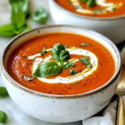 To make the Instant Pot Creamy Tomato Basil Soup, gather these items: - 2 tablespoons olive oil - 1 medium onion, chopped - 4 cloves garlic, minced - 2 cans (14.5 oz) diced tomatoes (with juice) - 2 cups vegetable broth - 1 teaspoon dried oregano - 1 teaspoon sugar (to balance acidity) - Salt and pepper to taste - 1 cup fresh basil leaves, chopped - &frac12; cup heavy cream or coconut cream (for a dairy-free option) If you don&rsquo;t have some ingredients, here are some easy swaps: - Use any cooking oil instead of olive oil. - Swap the onion with shallots or leeks for a different flavor. - Use fresh tomatoes if you prefer, about 4-5 medium ones. - Chicken broth can replace vegetable broth for a non-vegetarian option. - If you want a lighter soup, use half-and-half instead of heavy cream. - For a dairy-free option, stick with coconut cream or use almond milk. This soup is not only tasty but also healthy. Here&rsquo;s a quick look at its nutrition per serving: - Calories: 250 - Fat: 18g - Carbohydrates: 20g - Protein: 4g - Fiber: 3g - Sugar: 5g This creamy soup gives you a good dose of vitamins and minerals, especially from the tomatoes and basil. Enjoy this comforting dish! {{ingredient_image_1}} Start by gathering all your ingredients. You need olive oil, onion, garlic, diced tomatoes, vegetable broth, dried oregano, sugar, salt, pepper, fresh basil, and cream. Chop the onion and mince the garlic. This makes the cooking process easier. Set your Instant Pot to 'Saut&eacute;.' Add olive oil and let it heat. Toss in the chopped onion and saut&eacute; for three to four minutes. Wait until the onion turns soft and clear. Then add the minced garlic and saut&eacute; for one more minute. This step brings out great flavors. Now, pour in the diced tomatoes with their juice, the vegetable broth, dried oregano, sugar, salt, and pepper. Stir everything together. Close the lid, making sure the valve is on 'Sealing.' Select 'Manual' or 'Pressure Cook' and cook on high for ten minutes. When the timer goes off, carefully turn the valve to 'Venting' for a quick release. Once the steam stops, open the pot. Next, use an immersion blender to blend the soup until smooth. If you don&rsquo;t have one, carefully transfer the soup to a countertop blender in batches. Blend until creamy. Once smooth, stir in the heavy cream or coconut cream along with the chopped basil. Turn the pot back to 'Saut&eacute;' for a few minutes. This will heat everything through. Taste and adjust the seasoning if needed. Now, you are ready to serve! Ladle the soup into bowls and add extra basil leaves on top for garnish. Enjoy this warm and flavorful soup! To make the best Instant Pot Creamy Tomato Basil Soup, follow these tips: - Use ripe tomatoes for a fresh taste. - Fresh basil adds a bright flavor, so don&rsquo;t skip it. - Saut&eacute; the onion and garlic until golden. This step builds flavor. - Adjust the sugar to balance the acidity of the tomatoes. - Blend the soup until smooth for a creamy texture. Here are some common mistakes you should avoid: - Forgetting to season the soup can lead to blandness. - Overcooking the soup may make it too thick. - Using dried basil instead of fresh can dull the flavor. - Not releasing the pressure properly can ruin your meal. - Skipping the blending step means missing out on creaminess. Serve your soup in style with these ideas: - Garnish with extra basil leaves for a pop of color. - Drizzle cream on top for a rich finish. - Serve with crusty bread for a hearty meal. - Pair with a side salad for a refreshing touch. - Try adding croutons for crunch and flavor. Pro Tips Use Fresh Ingredients: Fresh basil and high-quality tomatoes can elevate the flavor of your soup significantly. Adjust Consistency: If you prefer a thicker soup, reduce the amount of broth or add a bit more cream to achieve your desired texture. Serve with Crusty Bread: A slice of crusty bread or a grilled cheese sandwich pairs perfectly with creamy tomato basil soup. Flavor Boost: Consider adding a splash of balsamic vinegar or a pinch of red pepper flakes for an extra flavor dimension. {{image_2}} To make this soup dairy-free, switch heavy cream for coconut cream. Coconut cream adds a rich taste without dairy. You can also use almond milk or cashew cream for a lighter option. These swaps keep the soup creamy and smooth, perfect for those avoiding dairy. You can boost nutrition by adding more vegetables. Try adding chopped carrots or celery when you saut&eacute; the onion and garlic. Spinach or kale can be stirred in after blending. They add color and flavor, making your soup even better. Feel free to play with herbs. While fresh basil shines in this recipe, you can try fresh thyme or parsley instead. You can also add a pinch of red pepper flakes for heat. This gives the soup a new twist while keeping it delicious and comforting. Store your Instant Pot Creamy Tomato Basil Soup in an airtight container. Let it cool to room temperature first. This soup stays fresh in the fridge for up to four days. When you&rsquo;re ready to enjoy it again, just take it out. You can freeze this soup for later. Use freezer-safe containers or bags. Make sure to leave some space for expansion. This soup can last up to three months in the freezer. Thaw it overnight in the fridge before reheating. Reheat the soup on the stove for the best taste. Use low heat and stir often. You can also use a microwave. Heat it in short bursts, stirring in between. Add a splash of broth or cream if it seems too thick. Enjoy your warm bowl of goodness! Yes, you can use fresh tomatoes. You will need about 2 pounds. Peel and chop them. Fresh tomatoes give a bright flavor. If you use fresh, adjust the broth. You may need less broth since fresh tomatoes have more water. You can use coconut cream for a dairy-free option. It adds a nice flavor. You can also use milk or half-and-half for a lighter choice. If you want a lower-fat option, consider using Greek yogurt. Just stir it in after blending. If your soup is too thin, you have a few options. You can blend in some cooked potatoes. They will add body without changing the flavor much. Another option is to simmer the soup longer. This will evaporate some water and thicken it. Yes, you can make this soup in advance. Just store it in the fridge. It will stay fresh for about three days. You can also freeze it for up to three months. Just thaw it in the fridge before reheating. Yes, you can use a regular blender. Just be careful when blending hot soup. Blend in small batches to avoid spills. Make sure to let the soup cool a bit before blending for safety. This blog covered how to make a great soup. We examined the key ingredients, including substitutions and nutrition facts. You learned step-by-step how to prepare, cook, and blend your soup. I shared tips to avoid common mistakes and suggested ways to enhance the recipe with variations. Lastly, we discussed storage and reheating guidelines. Enjoying homemade soup is easy with these insights. Try it out and make it your own!