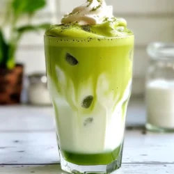 To make a delicious Iced Matcha Dalgona Latte, you need matcha powder. I recommend using high-quality matcha. It gives the drink a vibrant green color and a rich taste. For this recipe, you will need 2 tablespoons of matcha powder. Combine it with 2 tablespoons of hot water. The hot water helps dissolve the matcha, making it smooth and frothy. Sweetness is key in this drink. You can choose any sugar you like. For this recipe, I use 2 tablespoons of sugar, but you can adjust it to taste. White sugar works well, but you can also try brown sugar or coconut sugar for a different flavor. Experimenting with sugar can change the taste and make it special. Milk adds creaminess to the latte. You can use any milk you prefer. Dairy milk gives a rich texture, while non-dairy milk is a great choice for a lighter option. Almond milk, oat milk, or soy milk all work well. For this recipe, use 1 cup of your chosen milk. Make sure to fill your glass about three-quarters full. This allows room for the ice and the matcha mixture on top. {{ingredient_image_1}} Start by adding 2 tablespoons of matcha powder into a mixing bowl. Next, pour in 2 tablespoons of hot water. Use a bamboo whisk or an electric mixer to blend these together. Whisk until the mixture is smooth and frothy. This step is crucial for the best flavor. Now, it's time to add sweetness. Gradually mix in 2 tablespoons of sugar. Keep whisking until the matcha becomes thick and creamy. This should take around 2 to 4 minutes. When it is ready, it will hold its shape well. The right texture is key for a great drink. Grab a tall glass and fill it with ice cubes. Pour in the milk, leaving some space at the top. Aim to fill the glass about three-quarters full. Now, gently spoon the whipped matcha mixture on top of the milk. This creates a lovely layered look. If you like, sprinkle a pinch of sea salt for extra flavor. You can also add whipped cream on top for a treat. Finally, to enjoy, stir the matcha into the milk before drinking. This blends all the delicious flavors together. To whisk matcha well, use a bamboo whisk or an electric mixer. Start with 2 tablespoons of matcha powder and 2 tablespoons of hot water. Mix until smooth and frothy. I like to use a gentle back-and-forth motion. This helps blend the matcha better. Whisk for about 2-4 minutes until it gets thick and creamy. This step is key for a great Dalgona texture. You can adjust the sweetness to your taste. Start with 2 tablespoons of sugar. Mix it in slowly as you whisk. If you want it sweeter, add more sugar a little at a time. Remember, the matcha flavor can be strong. Finding the right sweetness will make your drink just right. Feel free to use alternatives like honey or agave syrup too. For the best experience, use a tall glass and fill it with ice cubes first. Pour in 1 cup of milk, leaving some space for the matcha. Spoon the whipped matcha mixture on top for a lovely layered look. You can add a pinch of sea salt for extra flavor. If you want to indulge, top it with whipped cream. This drink looks great and tastes even better! Pro Tips Quality Matcha Matters: Use high-quality, finely ground matcha for the best flavor and vibrant color in your latte. Whisking Technique: Whisk vigorously to achieve a frothy texture; a bamboo whisk is traditionally preferred for matcha preparation. Sweetness Adjustments: Start with less sugar and adjust to your taste; you can also experiment with alternatives like honey or agave syrup. Milk Choice: Experiment with different types of milk, such as almond or oat milk, to find your preferred flavor and texture. {{image_2}} You can choose between dairy and non-dairy milk for your Iced Matcha Dalgona Latte. Dairy milk gives a rich, creamy taste. You can use whole, skim, or even oat milk. Non-dairy options like almond, coconut, or soy milk are great too. Each type of milk offers a unique flavor. Experiment to find your favorite! Adding flavors can make your latte even more special. You can stir in vanilla extract for warmth. If you love chocolate, try adding cocoa powder or chocolate syrup. These flavors blend well with matcha. You can also add a sprinkle of cinnamon for a spicy twist. Get creative and mix flavors that you enjoy! To make a vegan Iced Matcha Dalgona Latte, simply use non-dairy milk. Almond, oat, or soy milk work well. For sweetening, you can replace sugar with maple syrup or agave nectar. This keeps your drink plant-based and delicious. You still get all the creamy goodness without any animal products. Enjoy your vegan treat! If you have extra matcha mixture, store it in a sealed container. Keep it in the fridge for up to two days. When you&rsquo;re ready to use it, just give it a good whisk again. This helps restore its creamy texture. Store matcha powder in a cool, dark place. Use an airtight container to keep it fresh. Sugar can be stored in any dry spot. Milk should stay in the fridge, and use it before the expiration date. Ice cubes can stay in the freezer for long-term use. You can use leftover milk for smoothies or cereal. Leftover sugar can be added to your morning coffee or tea. If you have extra whipped cream, top it on desserts or hot drinks. Be creative and enjoy your ingredients in new ways! Dalgona coffee is a whipped coffee drink. It has a creamy top layer made from coffee, sugar, and hot water. You whip these ingredients together until they form soft peaks. Then, you spoon it over milk. The drink became popular during the pandemic. It is simple yet fun to make. Matcha is a type of green tea with many health benefits. It is rich in antioxidants, which help fight free radicals. Matcha can boost your metabolism, helping with weight control. It also has L-theanine, which promotes calmness and focus. Drinking matcha may support heart health and improve brain function. Yes, you can use flavored syrups in your Iced Matcha Dalgona Latte. Vanilla, caramel, or hazelnut syrups can add sweetness and flavor. Just mix a little syrup into the milk before pouring. This customization can make your drink unique and more enjoyable. Remember to adjust the sugar amount in the matcha mix if you add syrup. In this post, we covered how to make a delicious Iced Matcha Dalgona Latte. You learned about matcha powder, sweetener options, and milk types. We shared step-by-step instructions for preparing the matcha and achieving the perfect consistency. We also gave tips for whisking and customizing your drink. Remember, you can experiment with dairy and non-dairy milks. You have the power to make this drink your own. With quick storage tips and answers to common questions, you'll be ready to enjoy this treat anytime. Dive in, get creative, and elevate your matcha game!