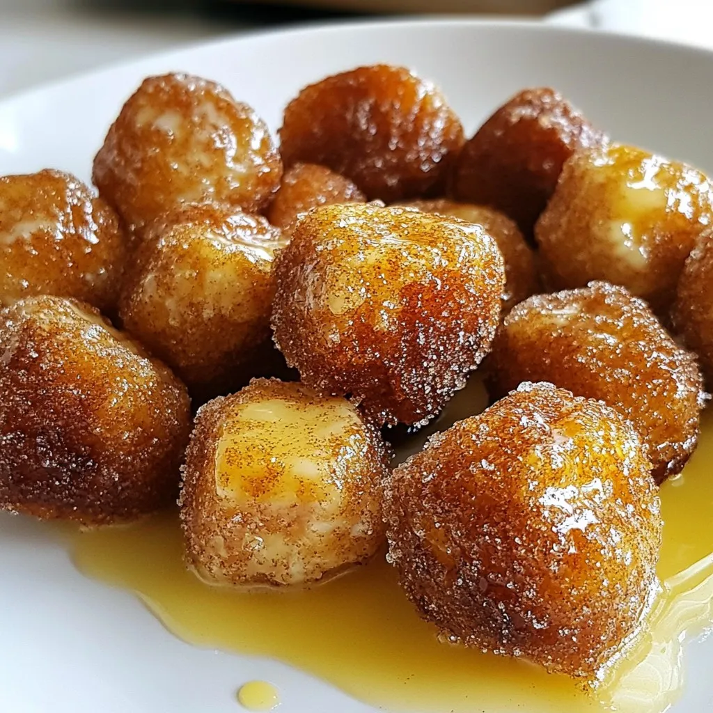 - 1 and ½ cups warm water (110°F to 115°F) - 1 packet (2 and ¼ teaspoons) active dry yeast - ¼ cup granulated sugar - 4 cups all-purpose flour - ¾ teaspoon salt - ½ cup baking soda - 1 large egg (beaten) - ½ cup unsalted butter, melted - ½ cup granulated sugar (for coating) - 2 teaspoons ground cinnamon Each ingredient serves a key role in making these pretzel bites. - Warm water activates the yeast. The right temperature helps it bloom perfectly. - Active dry yeast is the magic that makes your dough rise. It gives the bites their fluffy texture. - Granulated sugar feeds the yeast, helping it grow and adds a touch of sweetness. - All-purpose flour forms the base of the dough. It gives structure and chewiness. - Salt enhances flavors. It balances the sweetness from the sugar. - Baking soda is crucial for that classic pretzel flavor. It helps achieve a nice golden color. - Beaten egg gives a shiny finish. It helps the sugar stick to the pretzels. - Unsalted butter adds richness, making each bite flavorful. - Granulated sugar and ground cinnamon create the delicious topping that makes these bites irresistible. If you are missing an ingredient, here are some swaps you can use: - Warm water: You can use milk for a richer flavor. - Active dry yeast: Instant yeast can work too. Just add it directly to the flour. - Granulated sugar: Brown sugar gives a deeper flavor if you prefer. - All-purpose flour: Whole wheat flour can be used for a healthier twist. - Salt: If you're watching sodium, use a low-sodium option. - Baking soda: You can replace this with baking powder, but the flavor will change. - Egg: A flax egg (1 tablespoon ground flaxseed + 2.5 tablespoons water) works for a vegan option. - Unsalted butter: Coconut oil or vegetable oil can be good alternatives for a dairy-free version. {{ingredient_image_1}} Start by gathering your ingredients. In a large mixing bowl, combine 1 and ½ cups of warm water, 1 packet of active dry yeast, and ¼ cup of granulated sugar. Mix gently and let it sit for 5 minutes. This step is key. You'll see bubbles forming, which means the yeast is active and ready to go. Once the yeast mixture is frothy, add 4 cups of all-purpose flour and ¾ teaspoon of salt. Stir until a dough forms. Now, place the dough on a lightly floured surface. Knead it for about 5-7 minutes, until it feels smooth and elastic. This process develops gluten, making the pretzel bites chewy and delicious. After kneading, let the dough rise. Place it in a greased bowl and cover it with a kitchen towel. Set it in a warm spot for about 1 hour. It should double in size. When ready, preheat your oven to 425°F. Boil 10 cups of water in a large pot, adding ½ cup of baking soda carefully. Punch down the dough and cut it into small pieces. Roll each piece into a ball about 1 inch wide. Dip each ball into the boiling water for 30 seconds, then place them on lined baking sheets. Now, brush the pretzel bites with a beaten egg and sprinkle a bit of salt on top. Bake them for 10-12 minutes until golden brown. While they bake, mix ½ cup of sugar with 2 teaspoons of ground cinnamon in a bowl. As soon as the bites come out of the oven, coat them in melted butter and roll them in the cinnamon sugar mix. Let them cool slightly before diving in! Enjoy the warm, sweet treats. To get the best pretzel bites, you need the right dough. The dough must be smooth and elastic. Knead it for 5 to 7 minutes. If it's too sticky, add a bit more flour. Let it rise in a warm spot until it doubles in size. This step is key to a soft center. The boiling water bath also helps create a chewy outer layer. One common mistake is not measuring the water temperature correctly. If the water is too hot, the yeast will die. If it’s too cold, the yeast won't activate. Also, avoid boiling the pretzel bites too long. Thirty seconds is perfect. Overdoing it can make them tough. Lastly, do not skip the cinnamon sugar coating; it adds that sweet touch. Cinnamon sugar pretzel bites are great on their own, but you can make them even better. Serve them warm with a side of cream cheese or chocolate dip. They pair well with fresh fruit, like strawberries or apples. For a fun twist, try them with a caramel sauce. These bites also make a fantastic snack for parties or movie nights. Pro Tips Use Warm Water: Ensure the water is between 110°F to 115°F to activate the yeast properly, which is crucial for a good rise. Knead Thoroughly: Kneading the dough for 5-7 minutes develops the gluten, leading to a chewy texture that is characteristic of pretzels. Boiling is Key: Boiling the pretzel bites in baking soda water gives them their signature flavor and shiny crust, so don’t skip this step! Fresh Cinnamon Sugar: For the best flavor, mix the cinnamon sugar while the pretzel bites are baking so it’s fresh and ready to use right after they come out of the oven. {{image_2}} Sweet pretzel bites can excite your taste buds. You can add chocolate chips to the dough for a rich treat. Just fold in 1 cup of mini chocolate chips after kneading. For a vanilla twist, mix 1 teaspoon of vanilla extract into the warm water when activating the yeast. This small change will give your bites a lovely flavor. If you prefer savory pretzel bites, cheese is a great choice. Add 1 cup of shredded cheese, like cheddar, to the dough. This makes each bite a cheesy delight. For garlic lovers, melt 2 tablespoons of butter, mix in 2 teaspoons of garlic powder, and brush this mix onto the pretzel bites before baking. It adds a great garlic flavor that pairs well with the dough. You can easily make these pretzel bites gluten-free. Just swap all-purpose flour with a gluten-free blend that works for baking. Keep the rest of the recipe the same for tasty bites. To make it vegan, replace the egg wash with a splash of almond milk, and use coconut oil instead of butter. This way, everyone can enjoy your cinnamon sugar pretzel bites! To keep your pretzel bites fresh, store them in an airtight container. This will help prevent them from drying out. If you have extras, let them cool completely first. Once cool, place them in the container. You can store them at room temperature for up to two days. If you want them to last longer, consider refrigerating them. Just remember to wrap them in plastic wrap or foil before placing them in the fridge. When you're ready to enjoy your pretzel bites again, reheating is simple. Preheat your oven to 350°F (175°C). Place the bites on a baking sheet. Heat them for about 5-10 minutes. This will make them warm and slightly crispy again. You can also microwave them for about 15-20 seconds if you’re in a hurry. However, this may make them a bit softer. If you want to save some for a future snack, freezing is a great option. Place the cooled pretzel bites in a freezer-safe bag. Remove as much air as possible before sealing. They can last in the freezer for up to three months. When you're ready to eat them, thaw them in the fridge overnight. Then, reheat in the oven as mentioned above for the best texture. Yes, you can use instant yeast. Just skip the proofing step. Mix it directly with the flour. This saves time and works well in this recipe. Instant yeast will help your dough rise just fine. Your dough has risen enough when it doubles in size. You can gently poke it with your finger. If it springs back slowly, it is ready. If it stays flat, let it rise longer. The warm place helps this process so keep it cozy. If your pretzel bites are not browning, check your oven temperature. Make sure it is set to 425°F. Also, brushing with the egg wash gives them a nice color. If they are still pale, bake them a few minutes longer. Cinnamon sugar pretzel bites go great with many dips! You can try warm cream cheese frosting or chocolate sauce. For a fun twist, serve them with vanilla yogurt. These dips add a tasty layer to your sweet snack. Making pretzel bites involves choosing the right ingredients, prepping the yeast, and kneading the dough. I shared helpful tips to get the texture just right and avoid mistakes. You can explore tasty variations, from sweet to savory, and easily adapt for dietary needs. Storing and reheating are simple too, ensuring you enjoy them fresh. With these steps and insights, you can create perfect pretzel bites every time. Enjoy your baking journey and the delicious results!