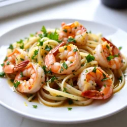 - 1 pound large shrimp, peeled and deveined - 8 ounces linguine pasta - 6 tablespoons unsalted butter - 4 cloves garlic, minced - 1 teaspoon red pepper flakes - 1/2 cup chicken broth - 2 tablespoons lemon juice - Salt and pepper to taste - 2 tablespoons fresh parsley, chopped - Zest of 1 lemon To make Garlic Butter Shrimp Scampi, you need fresh, quality ingredients. Start with large shrimp. They should be peeled and deveined for easy cooking. Next, grab some linguine pasta. This will pair perfectly with the shrimp. Butter brings richness to this dish. Use unsalted butter for more control over the salt. Garlic is a must in this recipe. Freshly minced garlic adds bold flavor. Red pepper flakes give a nice kick. Adjust the spice to fit your taste. Chicken broth adds depth to the sauce. For brightness, you&rsquo;ll need lemon juice and zest. Fresh parsley adds color and freshness. Salt and pepper bring everything together. Gather these ingredients ahead of time. This will make your cooking process smooth and fun. Enjoy the journey of making this tasty dish! {{ingredient_image_1}} To cook the linguine, fill a large pot with salted water. Bring the water to a rolling boil. Add the linguine and cook according to the package instructions. I like to check it a minute early. You want it to be firm but not hard. This is called al dente. Reserve 1/2 cup of pasta water before draining. This water helps thicken the sauce later. In a large skillet, melt 4 tablespoons of butter over medium heat. Add 4 cloves of minced garlic and 1 teaspoon of red pepper flakes. Cook until you smell the garlic, about 1 minute. Then, increase the heat to medium-high. Add 1 pound of peeled shrimp. Season with salt and pepper. Cook for 2-3 minutes. The shrimp should turn pink and opaque. Once cooked, remove the shrimp and set them aside. In the same skillet, pour in 1/2 cup of chicken broth and 2 tablespoons of lemon juice. Bring this mix to a simmer. Use a wooden spoon to scrape up any brown bits from the skillet. This adds great flavor! Let it simmer for about 2-3 minutes. Reduce the heat to low and return the cooked shrimp to the skillet. Add the drained linguine and the remaining 2 tablespoons of butter. Toss everything well. If the sauce seems thick, add a little reserved pasta water until it&rsquo;s just right. Finally, stir in 2 tablespoons of chopped parsley and the zest of 1 lemon. Taste and adjust the seasoning if needed. Serve it right away, garnished with extra parsley if you like. Enjoy your Garlic Butter Shrimp Scampi! To keep shrimp tender, cook them for only a short time. When they turn pink and opaque, they are done. If you cook them too long, they become rubbery. Choose large shrimp for this dish. They hold up well in the sauce. Fresh shrimp tastes best, but frozen shrimp works too. Just thaw them in the fridge before cooking. To make the sauce thicker, use the reserved pasta water. Start with a little, then add more if needed. This water adds flavor and helps the sauce cling to the pasta. For a richer sauce, add more garlic or some white wine. You can also mix in a pinch of herbs like thyme or basil. These will deepen the flavor and make every bite taste amazing. For beautiful plating, use a large bowl or plate. Start with a nest of linguine. Then, arrange the shrimp on top for a nice look. Garnish with fresh parsley and lemon zest. This adds color and a fresh taste. You can also add lemon wedges on the side. They make the dish pop and look appetizing. Pro Tips Use Fresh Shrimp: For the best flavor and texture, opt for fresh shrimp rather than frozen. If using frozen, ensure they are completely thawed before cooking. Perfect Pasta Cooking: Make sure to cook the linguine just until al dente. This ensures it retains a slight bite and won&rsquo;t become mushy when tossed with the sauce. Adjust Spice Level: Feel free to adjust the amount of red pepper flakes to suit your taste. You can also omit them entirely for a milder dish. Garnish for Freshness: Always finish your dish with freshly chopped parsley and lemon zest. This adds a vibrant flavor and a beautiful presentation. {{image_2}} If you want to go gluten-free, try using rice noodles or zucchini noodles. These options work well and keep the dish light. You can also swap the shrimp for other seafood, like scallops or crab. Chicken or tofu can be nice substitutes too. These changes keep the flavor while meeting dietary needs. You can spice up the dish by adding herbs like basil or oregano. A pinch of cayenne pepper can give it a nice kick. You might also like to toss in vegetables. Try adding spinach, cherry tomatoes, or bell peppers. They add color and extra nutrients to your meal. For the best side dishes, serve Garlic Butter Shrimp Scampi with a fresh salad or garlic bread. These pair well and complement the main dish. When it comes to drinks, a crisp white wine like Sauvignon Blanc works great. If you prefer non-alcoholic options, try sparkling water with a slice of lemon. This keeps everything fresh and bright. To store leftover Garlic Butter Shrimp Scampi, let it cool first. Place the shrimp scampi in a shallow container. This helps it cool quickly and evenly. Seal the container with a lid or plastic wrap. Store it in the fridge for up to three days. If you want to keep it longer, freeze it. Use a freezer-safe container or a resealable bag. This way, you can enjoy it later without losing flavor. To reheat, I suggest using the stove for best results. Place the leftover scampi in a skillet over medium heat. Add a splash of chicken broth or water to keep it moist. Stir often to heat evenly. It should take about 5 to 7 minutes. You can also use the microwave, but it may not keep the same texture. If using the microwave, heat in short bursts of 30 seconds, stirring in between. This method prevents overcooking. Aim for a warm, not hot, dish to enjoy all the flavors. To make Garlic Butter Shrimp Scampi, start by cooking linguine in salted water. Boil it until it's al dente. Meanwhile, melt butter in a skillet and saut&eacute; minced garlic with red pepper flakes. Add shrimp, cooking until they turn pink. Then, pour in chicken broth and lemon juice. Toss in the cooked pasta and mix in more butter. Finish with parsley and lemon zest for flavor. Yes, you can use frozen shrimp! Just make sure to thaw them before cooking. You can do this by placing them in cold water for a few minutes. This helps them cook evenly and keeps them tender. If you don&rsquo;t have chicken broth, you can use vegetable broth or fish stock. Both options will add flavor to your dish. You can also use water, but it may not give as much taste. Garlic Butter Shrimp Scampi can be healthy, especially if you watch the butter amount. Shrimp is low in calories and high in protein. You can also add veggies for more nutrients. Just be mindful of portion sizes. To make it spicier, add more red pepper flakes. You can also include diced jalape&ntilde;os or a splash of hot sauce. Start with a little and taste as you go to find your preferred spice level. This blog post covered making Garlic Butter Shrimp Scampi, from ingredients to serving tips. You learned how to cook pasta, saut&eacute; shrimp, and make a delicious sauce. I shared ways to adjust flavors, store leftovers, and answered common questions. Cooking this dish is easy and quick. Enjoy it fresh or explore fun variations. Now, it&rsquo;s time to bring this recipe to your kitchen and impress your family and friends. Get ready to relish every bite!