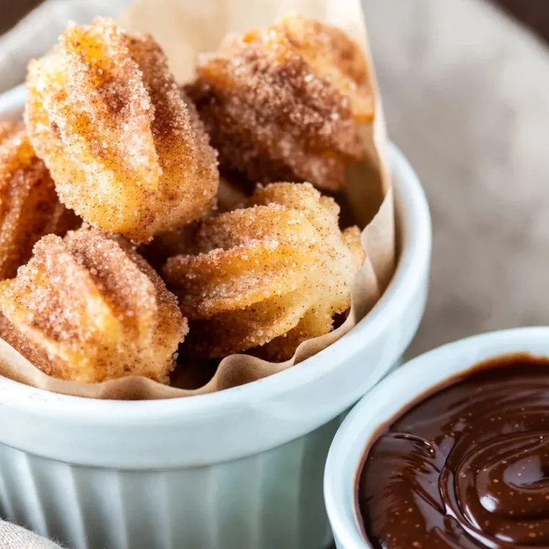 - 1 cup all-purpose flour - 2 tablespoons granulated sugar - 1 teaspoon baking powder - 1/4 teaspoon salt - 1/2 cup water - 2 tablespoons unsalted butter - 1/2 teaspoon vanilla extract - Oil for frying To make churro bites, you need basic ingredients. Combine all-purpose flour, sugar, baking powder, and salt. The water and butter create a smooth dough. Vanilla extract adds a nice touch. Oil is crucial for frying and gives that crispy texture we crave. - 1/4 cup granulated sugar (for coating) - 1 teaspoon ground cinnamon (for coating) After frying, churro bites get a sweet finish with cinnamon sugar. The granulated sugar and ground cinnamon blend together perfectly. This coating adds flavor and a delightful crunch. Toss warm churro bites in this mix for the best results. {{ingredient_image_1}} 1. In a medium pot, combine 1/2 cup water, 2 tablespoons of butter, and 2 tablespoons of granulated sugar. Heat this mix on medium heat. Stir until the butter melts completely. 2. Once melted, take the pot off the heat. Add 1 cup of all-purpose flour, 1 teaspoon of baking powder, and 1/4 teaspoon of salt. Mix until the dough is smooth. Let the dough cool for about 10 minutes. 1. While the dough cools, preheat your oil in a deep pan to 350°F (175°C). This is the right temperature for frying. 2. Get a piping bag or a ziplock bag with a cut corner. Put the dough inside. 3. Pipe small blobs of dough, about 1 inch wide, into the hot oil. Fry them in batches. Don’t overcrowd the pan. Fry for 2-3 minutes until they turn golden brown. 1. Use a slotted spoon to remove the churro bites. Place them on a plate lined with paper towels to drain any excess oil. 2. In a bowl, mix 1/4 cup of granulated sugar with 1 teaspoon of ground cinnamon. Toss the warm churro bites in this mix until they are well coated. 3. For a fun look, arrange the churro bites in a small basket lined with parchment paper. Serve with chocolate or caramel sauce for dipping. To make churro bites, the dough must be just right. It should be smooth and not too sticky. This consistency helps create crispy bites. When you mix flour, sugar, and water, stir well to avoid lumps. Let the dough rest for about 10 minutes. This helps it firm up a bit before frying. Frying temperature is crucial. I recommend heating the oil to 350°F (175°C). If the oil is too cool, the churro bites will soak up oil and turn greasy. If it’s too hot, they will burn. Use a thermometer for best results. You can mix things up with flavor extracts. Try using almond or orange extract for a twist. Just a few drops add a new layer of taste to your churro bites. For the cinnamon sugar coating, you can change the ratio. If you love sweetness, use more sugar. If you prefer a stronger cinnamon flavor, increase the cinnamon amount. Experiment to find your perfect blend! Pro Tips Use Fresh Oil: Always use fresh oil for frying to ensure your churro bites are crispy and delicious. Old oil can impart an unpleasant flavor and affect the texture. Piping Technique: When piping the dough, keep the tip submerged in the oil to prevent the churro bites from sticking to the surface. This will help them fry evenly. Adjusting Sweetness: Feel free to adjust the amount of sugar in the cinnamon sugar coating based on your personal preference. You can add a pinch of nutmeg for an extra flavor kick! Serving Suggestions: Serve these churro bites warm with a side of chocolate or caramel sauce for dipping. They also pair well with a scoop of vanilla ice cream for a decadent dessert! {{image_2}} You can make churro bites in many fun ways. Here are two favorites: - Chocolate churro bites: Add cocoa powder to the dough for a rich flavor. Mix in about 2 tablespoons of cocoa powder with the flour. After frying, coat them in cinnamon sugar or dip them in melted chocolate for a sweet treat. - Filled churro bites: You can stuff churro bites with creamy fillings. Try using chocolate ganache or dulce de leche. Just pipe the dough into the oil, then use a small syringe to add filling after frying. Serving churro bites is part of the fun. Here are some tasty ideas: - Pairing with dipping sauces: Offer chocolate, caramel, or even a fruit sauce for dipping. Each sauce adds a new flavor to the bites and makes them extra special. - Serving with ice cream: Place warm churro bites next to a scoop of vanilla or chocolate ice cream. The hot and cold mix gives a delightful contrast that everyone loves. You can even drizzle some sauce over the ice cream for added flavor. To keep your churro bites fresh, store them in an airtight container. This helps prevent them from becoming soggy. If you have leftover churros, let them cool to room temperature first. Then, place them in the container. You can store them at room temperature for one day. For longer storage, place them in the fridge for up to three days. Use a glass or plastic container with a tight lid. These containers keep air out and help your churros stay crisp. If you have a lot of churros, stack them in layers. Place parchment paper between layers to avoid sticking. This method keeps them intact and ready to eat. To enjoy your churro bites again, you can reheat them easily. The best method is to use an oven. Preheat the oven to 350°F (175°C). Spread the churros on a baking sheet. Heat them for about 5 to 7 minutes. This method helps restore their crispiness. If you want extra crispiness, try frying them again. Heat oil in a deep frying pan to about 350°F (175°C). Fry the churros for just 30 seconds to 1 minute. This quick fry gives them that fresh, crunchy texture. Enjoy your churros warm, just like when you made them! Churros are tasty fried dough treats. They have a crunchy outside and a soft inside. This snack comes from Spain. It gained popularity in Latin America too. Churros are often served with chocolate sauce. They can be eaten as breakfast or dessert. The first churros appeared in the 19th century. They are now loved worldwide. Yes, you can prepare churro bites in advance. To do this, make the dough early. You can store it in the fridge for a few hours. When ready to fry, let it sit at room temperature for a bit. This helps the dough to warm up. Fry them just before serving for the best taste. If you have leftovers, store them in an airtight container. For frying churro bites, use oils with high smoke points. Canola oil is a great choice. Peanut oil also works well. Both oils make churros crispy without burning. Avoid using olive oil as it has a lower smoke point. Make sure the oil is hot enough, around 350°F (175°C), for perfect frying. Homemade churro bites are simple and fun to make with basic ingredients. You learned how to prepare the dough, fry until golden, and coat in cinnamon sugar. Don’t forget the tasty variations and storage tips. These little treats can impress anyone. Whether for a snack or a party, churro bites will please every palate. With these steps, you can enjoy warm, fresh flavors at home. Dive in and savor the goodness you created!
