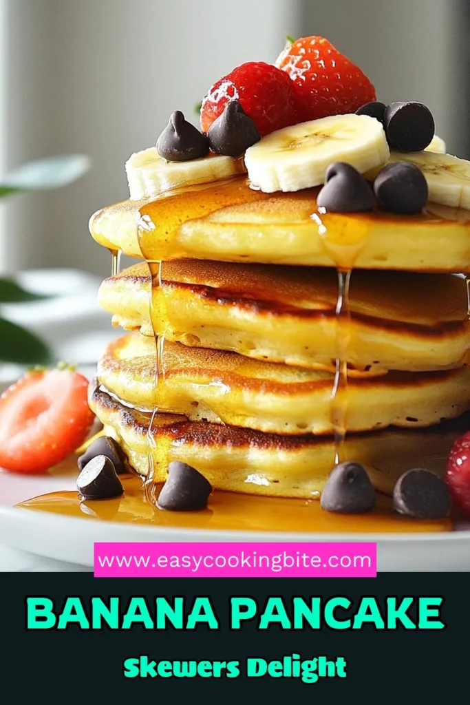 Discover the joy of making chocolate chip pancakes in a fun new way with our Chocolate Chip Banana Pancake Skewers! Perfect for easy breakfast recipes or a delicious brunch, these banana pancake skewers are not only convenient but also a hit with the family. Packed with flavor and fruit, they are great healthy pancake ideas that everyone will love. Try them today and elevate your brunch game! Save this recipe! #ChocolateChipPancakes #BananaPancakeSkewers #EasyBreakfastRecipes #BrunchRecipesWithFruit