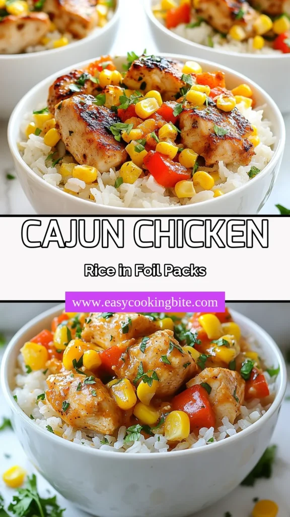Discover the deliciousness of Cajun Chicken Foil Packets with this easy chicken and rice recipe! Perfect for busy weeknights or a fun family cookout, these grilled Cajun chicken and rice foil packs make cleanup a breeze. Enjoy a flavorful one-pan Cajun dinner that’s packed with chicken, rice, and veggies. Get ready to impress with minimal effort! Don’t forget to save and share! #CajunChicken #FoilPackMeals #EasyDinner #OnePanMeal
