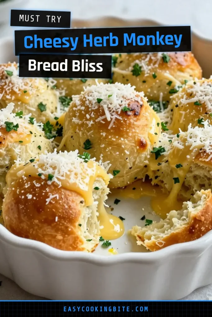 Savor the deliciousness of Parmesan herb monkey bread with this easy monkey bread recipe. Perfect as an appetizer or snack, this savory monkey bread recipe features fluffy bites infused with garlic and herbs. Baking to golden perfection, this pull-apart bread with herbs will be a hit at your next gathering! Try this garlic Parmesan monkey bread today and impress your guests. Save this recipe and enjoy! #MonkeyBread #SavoryBaking #Parmesan #Appetizers