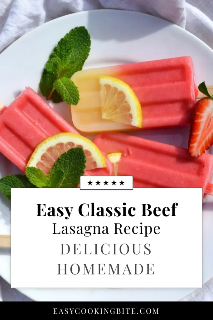 Cool off this summer with homemade strawberry lemonade popsicles! This easy fruit popsicle recipe combines fresh strawberries and zesty lemon for a refreshing summer treat that&rsquo;s perfect for hot days. These healthy frozen desserts are not only delicious but also simple to make in just 10 minutes. Try this delightful recipe today and make your own strawberry lemonade popsicles! Don't forget to save it for later! #Popsicles #HealthyTreats #SummerRecipes #FrozenDesserts