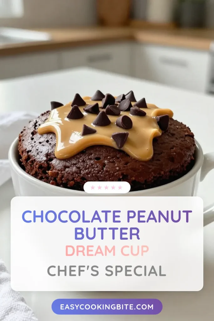 Indulge in this delightful Chocolate Peanut Butter Mug Cake that&rsquo;s perfect for any chocolate lover! This easy mug cake dessert is made in minutes with simple ingredients and is the ultimate single serving dessert recipe. With a rich, quick chocolate cake you can whip up in your microwave, it&rsquo;s an ideal treat. Perfectly satisfying, it&rsquo;s time to enjoy your sweet cravings! Save this microwave mug cake recipe now! #MugCake #Dessert #ChocolatePeanutButter #QuickRecipes