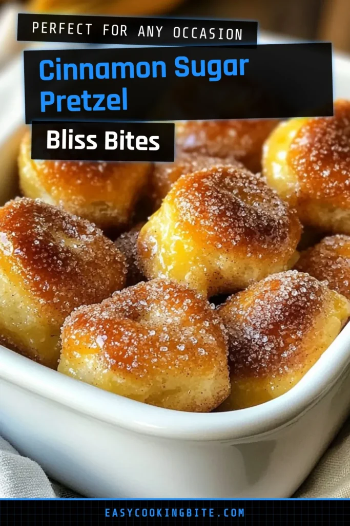Indulge in the delightful taste of Cinnamon Sugar Pretzel Bites with this easy pretzel bites recipe! Perfect as homemade cinnamon pretzels, these soft pretzel bites are coated in a warm cinnamon sugar mixture for a scrumptious snack. Whether for parties or movie nights, these cinnamon sugar snacks are sure to impress! Ready to make your own? Click for the full recipe and enjoy! #CinnamonSugarPretzelBites #HomemadeCinnamonPretzels #SoftPretzelBites #CinnamonSugarSnacks