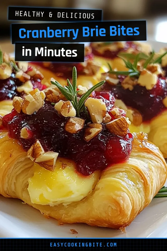 Delight your guests this holiday season with these easy Cranberry Brie Bites! Perfect as Crescent Roll Appetizers, these quick gourmet bites combine creamy Brie, sweet cranberry sauce, and a hint of rosemary for an irresistible treat. In just 30 minutes, enjoy these amazing Holiday Party Snacks that everyone will love! Save this recipe now and impress your friends! #CranberryBrieBites #CrescentRollAppetizers #EasyBrieRecipes #HolidayPartySnacks