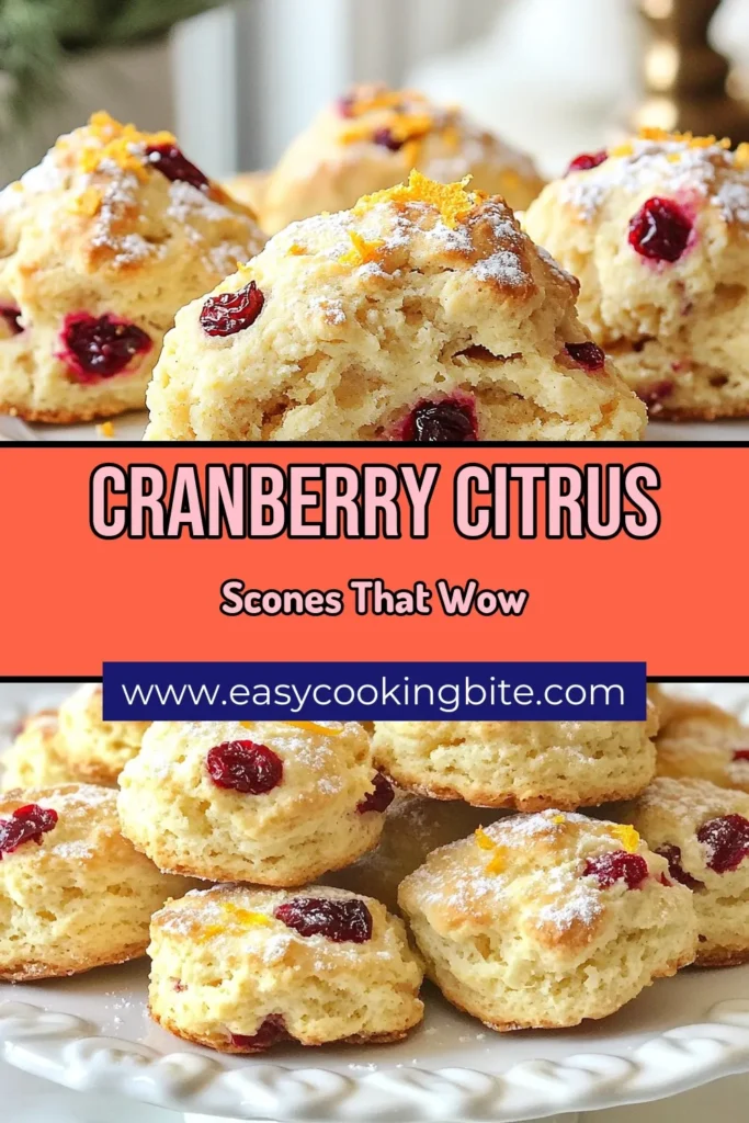 Delight in these homemade scones with a burst of flavor! Our easy scone recipe features cranberry citrus scones made with zesty orange and rich buttermilk for the perfect treat. These orange zest scones are a great addition to breakfast or afternoon tea. Bake a batch of these scrumptious buttermilk scones today and enjoy their delightful taste. Save this recipe for your next baking adventure! #CranberryScones #SconeRecipe #BakingFromScratch #CitrusDelights