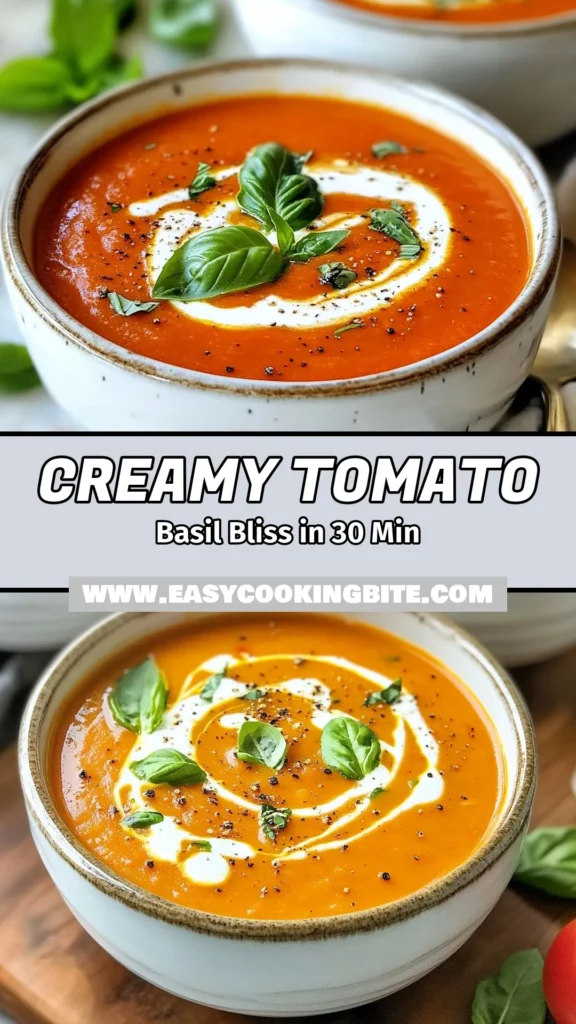 Delight in this easy Instant Pot tomato basil soup that brings comfort in a bowl! This creamy tomato soup recipe combines fresh flavors with a quick cook time, making it the perfect quick vegetable soup for busy weeknights. Plus, it's a delicious dairy-free tomato basil soup option too! Click to discover how to make your own at home. Save this creamy delight for later! #InstantPotRecipes #TomatoBasilSoup #HealthySoup #DairyFreeRecipes