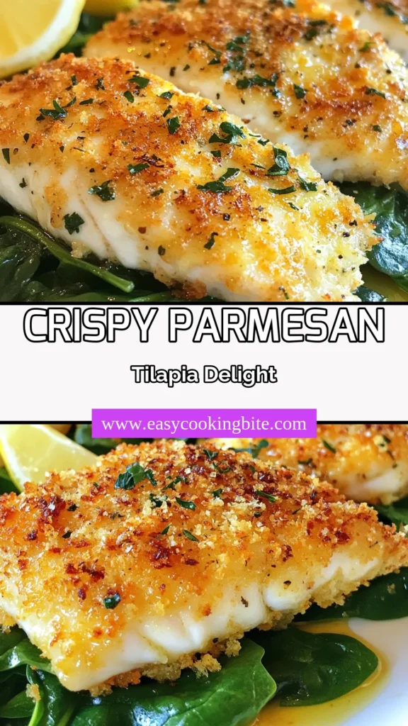 Discover the delightful flavor of Parmesan Crusted Tilapia with this easy fish dinner recipe that the whole family will love. This healthy tilapia recipe features crispy Parmesan tilapia fillets baked to perfection. Perfect for weeknight meals, this baked tilapia recipe is simple to make and brings a gourmet touch to your table. Save the recipe now for a quick and healthy dinner idea! #EasyDinner #HealthyEating #FishRecipe #SeafoodLovers