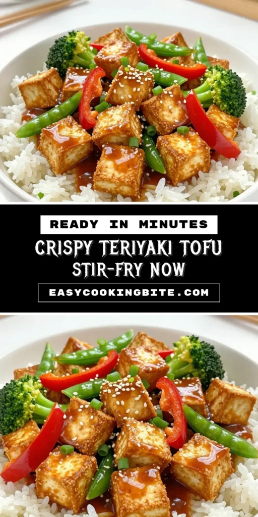 Discover this delicious teriyaki tofu stir-fry, a perfect vegan tofu recipe for quick and healthy meals. Packed with vibrant vegetables like bell peppers and broccoli, this healthy stir-fry recipe is ideal for busy weeknights. In just 30 minutes, you can enjoy a flavorful vegetable stir-fry with tofu that's crispy and satisfying. Try it today and elevate your dinner routine! #VeganRecipes #TofuLovers #HealthyEating #StirFry