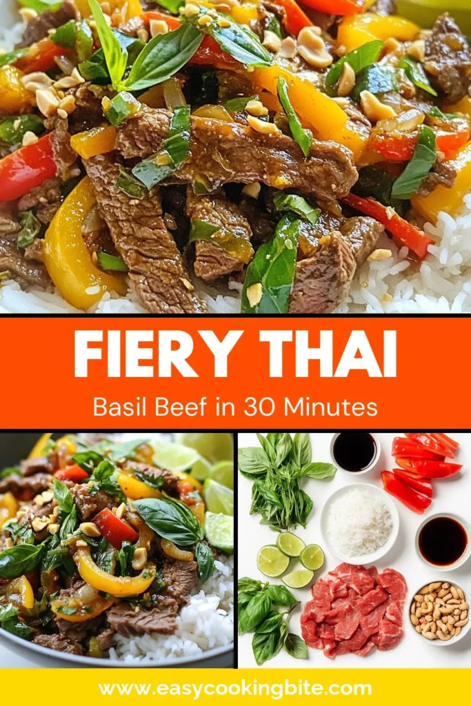 Discover the bold flavors of Spicy Thai Basil Beef Stir-Fry with this easy stir-fry recipe that brings authentic Thai cuisine right to your kitchen. This Thai basil beef recipe features tender beef sirloin stir-fry, fresh Thai basil leaves, and a kick of spice from bird's eye chilies. Perfect for a quick dinner, serve it over jasmine rice for a satisfying meal. Try it now and enjoy! #ThaiBasilBeef #StirFryRecipe #AuthenticThai #BeefSirloin
