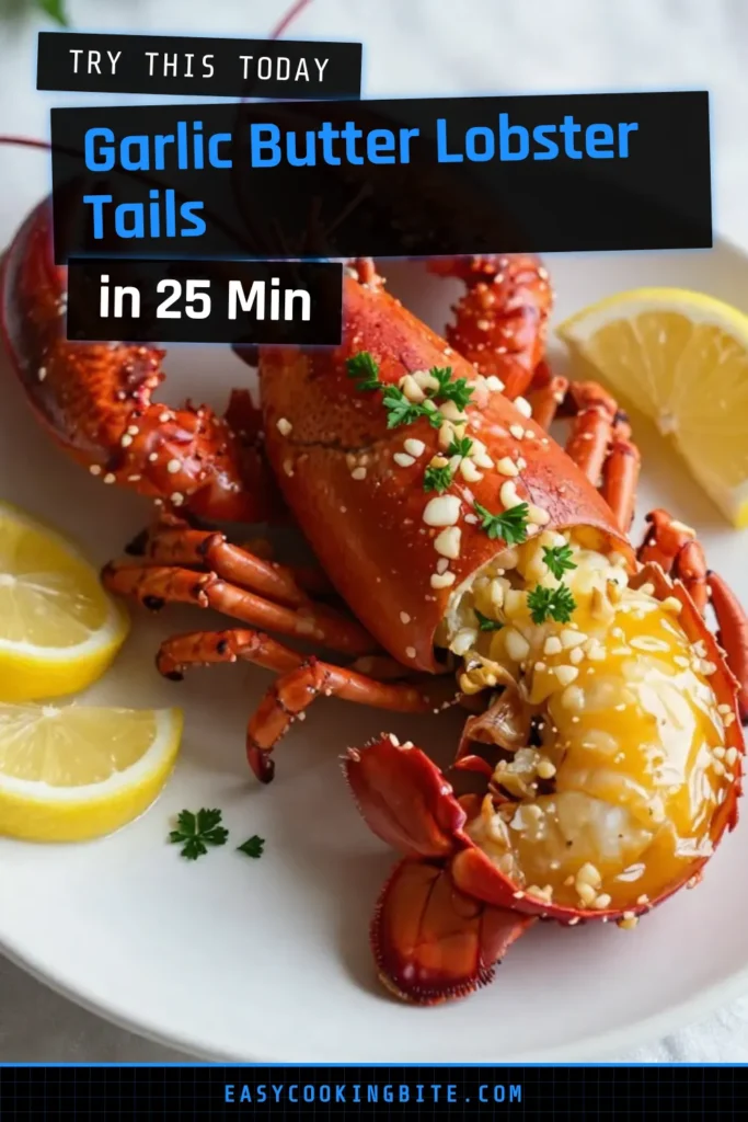 Indulge in delicious Garlic Butter Lobster Tails with this easy lobster tails recipe that's perfect for a seafood dinner! Learn how to cook lobster tails with our step-by-step instructions, ensuring your precious tails are juicy and flavorful. This baked lobster tails recipe is a show-stopper at any gathering and will impress your guests. Try it today and elevate your seafood game! Save this recipe for later! #SeafoodDinner #GarlicButterLobsterTails #BakedLobsterTails #EasyLobsterTails