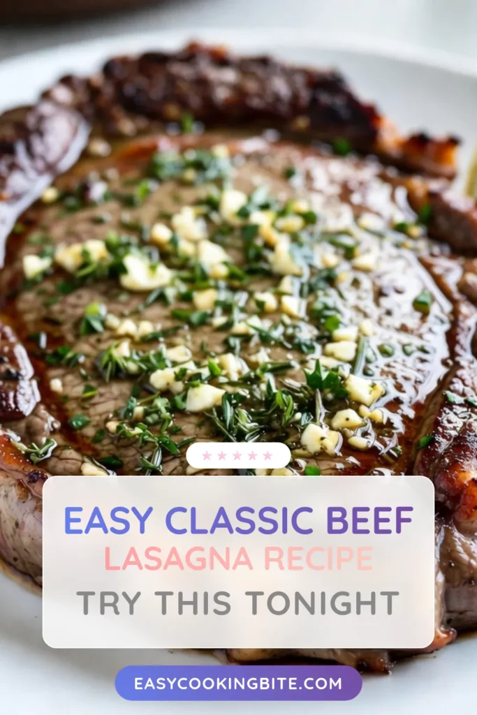 Savor the mouthwatering flavors of Garlic Herb Butter Steak with this easy Ribeye Steak recipe! This Skillet Steak with Garlic is perfect for a quick and delicious steak dinner. Ready in just 30 minutes, you'll enjoy juicy, herb-infused ribeye steaks basted in a rich, garlicky butter. Impress your friends and family with this Garlic Butter Steak Skillet! Pin now for a dinner that&rsquo;s sure to delight! #SteakRecipe #GarlicButter #EasyDinner #RibeyeSteak