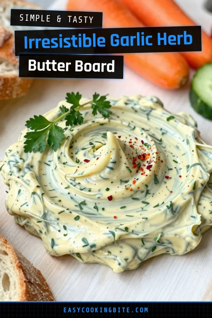 Discover the ultimate garlic herb butter recipe that will elevate your appetizer game! This easy garlic butter spread is perfect for a butter board, serving ideas that include assorted breads and fresh veggies for dipping. Impress your guests with this delicious garlic butter dip and make any gathering extra special. Get ready to enjoy herb butter for bread like never before! Save this recipe and try it today! #GarlicHerbButter #ButterBoard #GarlicButterDip #EasyRecipes