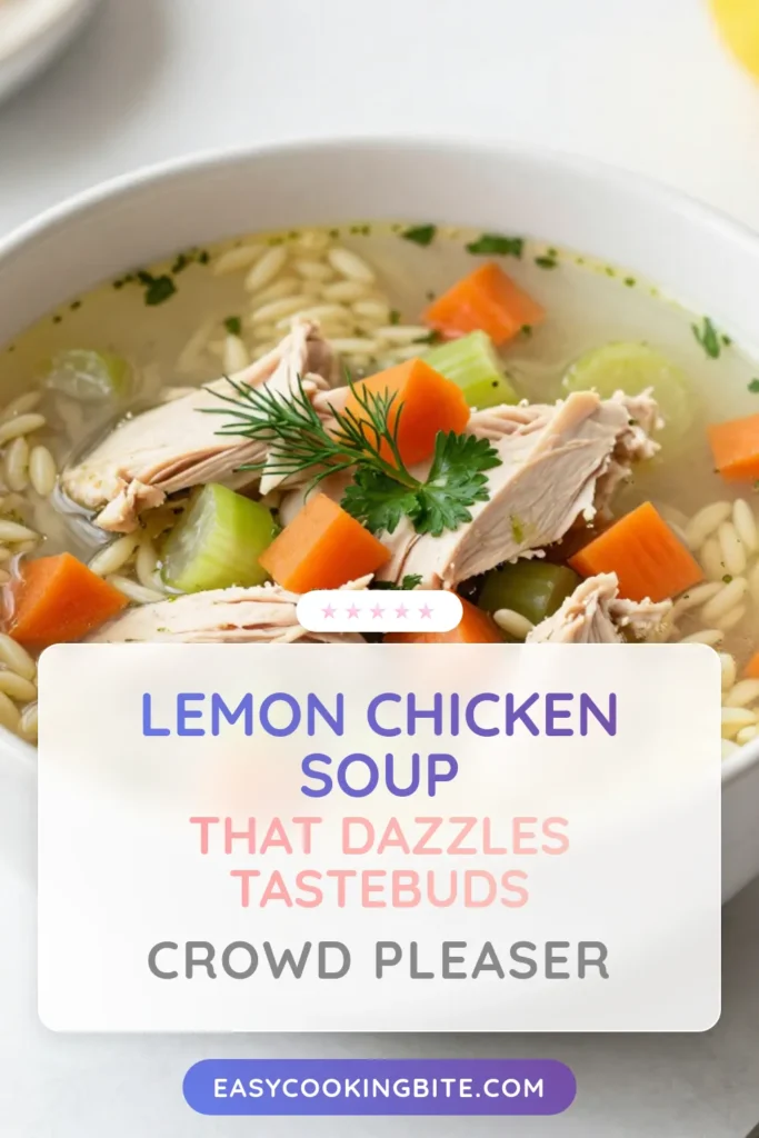 Discover the refreshing taste of Greek lemon chicken soup with this zesty chicken soup recipe! Packed with tender chicken, vibrant veggies, and orzo pasta, this healthy chicken soup recipe is perfect for any occasion. The bright lemon chicken broth adds a delightful twist that will warm your soul. Don&rsquo;t miss out on this easy dish&mdash;try it today! Save this recipe for your next family meal! #GreekLemonChickenSoup #ZestyChickenSoup #OrzoChickenSoup #HealthySoupRecipe