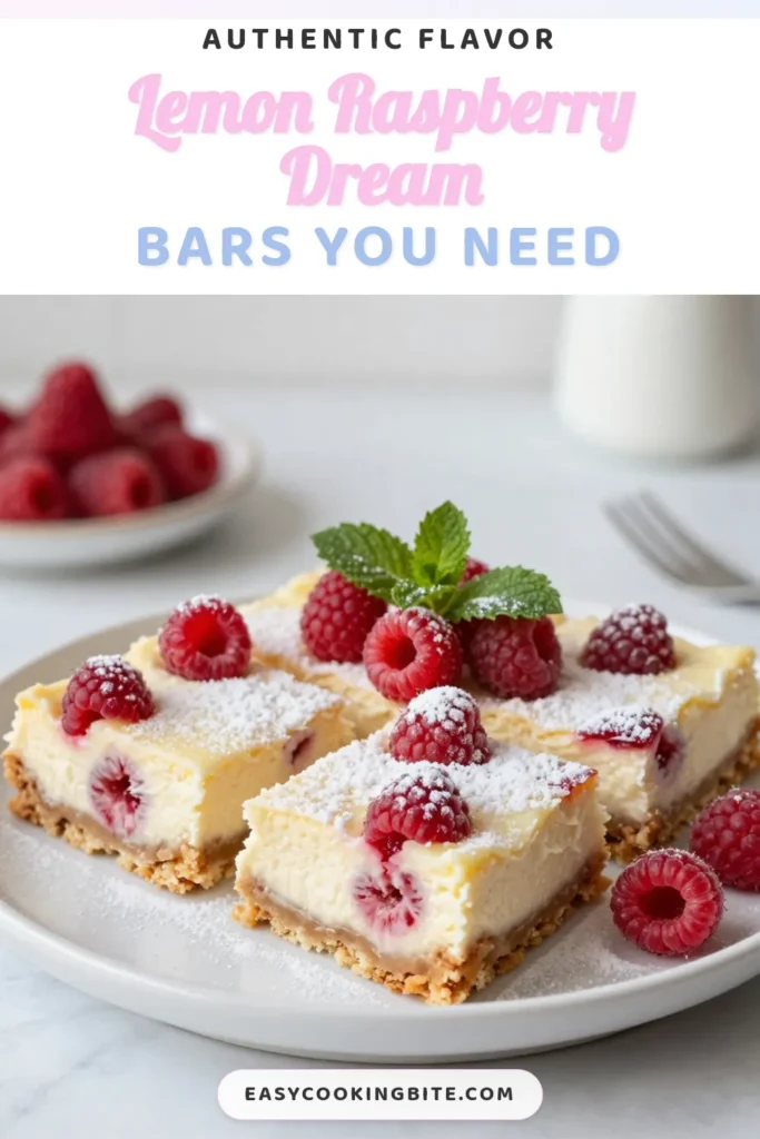 Indulge in the deliciousness of Lemon Raspberry Cheesecake Bars, the perfect blend of tangy lemon and sweet raspberries. This easy cheesecake bars recipe is a must-try for lemon dessert lovers and beginners alike. Enjoy these no-bake cheesecake bars for a refreshing snack or dessert. Save this recipe for a delightful treat your friends will adore! #LemonRaspberryCheesecakeBars #EasyCheesecakeBars #LemonDessertRecipes #RaspberryDesserts