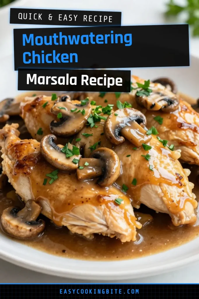 Looking for an easy chicken dinner? Try this delicious Chicken Marsala recipe! This quick chicken marsala is a mouthwatering Italian chicken dish that combines tender skillet chicken with mushrooms, creating a rich and flavorful meal ready in just 30 minutes. Perfect for weeknight dinners, your family will love this satisfying dish. Save this recipe for later and impress your loved ones! #ChickenMarsala #EasyDinner #SkilletChicken #ItalianRecipe