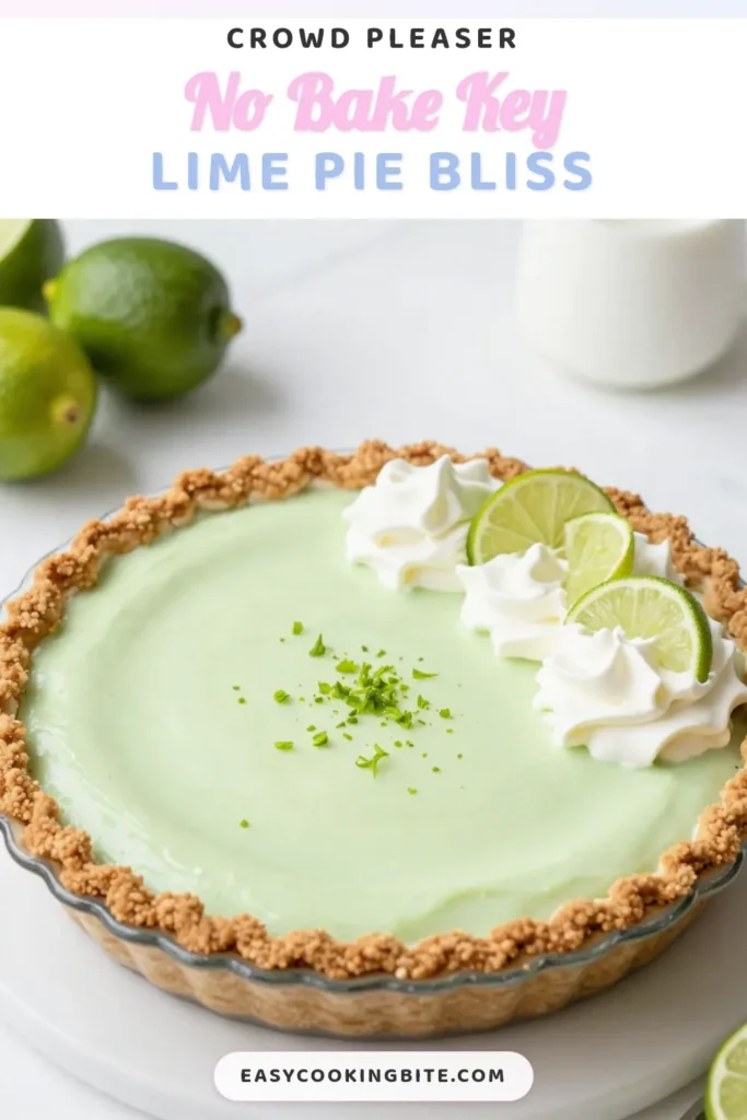 Indulge in this refreshing no-bake key lime pie, an easy key lime pie recipe perfect for summer! With a delightful graham cracker crust, this zesty dessert is a crowd-pleaser for any occasion. Quick to prepare, it requires no baking and features smooth, tangy lime filling. Save this recipe for a light, cool treat that everyone will love. Enjoy the ultimate summer dessert experience today! #NoBakeKeyLimePie #ZestyDessertRecipes #EasyKeyLimePieRecipe #RefreshingSummerDesserts