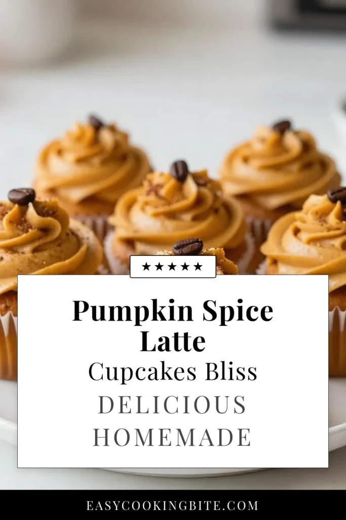 Indulge in the cozy flavors of autumn with these delicious pumpkin spice latte cupcakes. This pumpkin cupcake recipe combines rich pumpkin puree and strong brewed coffee for the ultimate coffee-flavored cupcakes. Topped with homemade pumpkin spice frosting, they&rsquo;re perfect for fall gatherings. Bake a batch and delight your family and friends. Save this recipe now! #PumpkinSpiceLatteCupcakes #AutumnDessertRecipes #CoffeeFlavoredCupcakes #PumpkinCupcakeRecipe