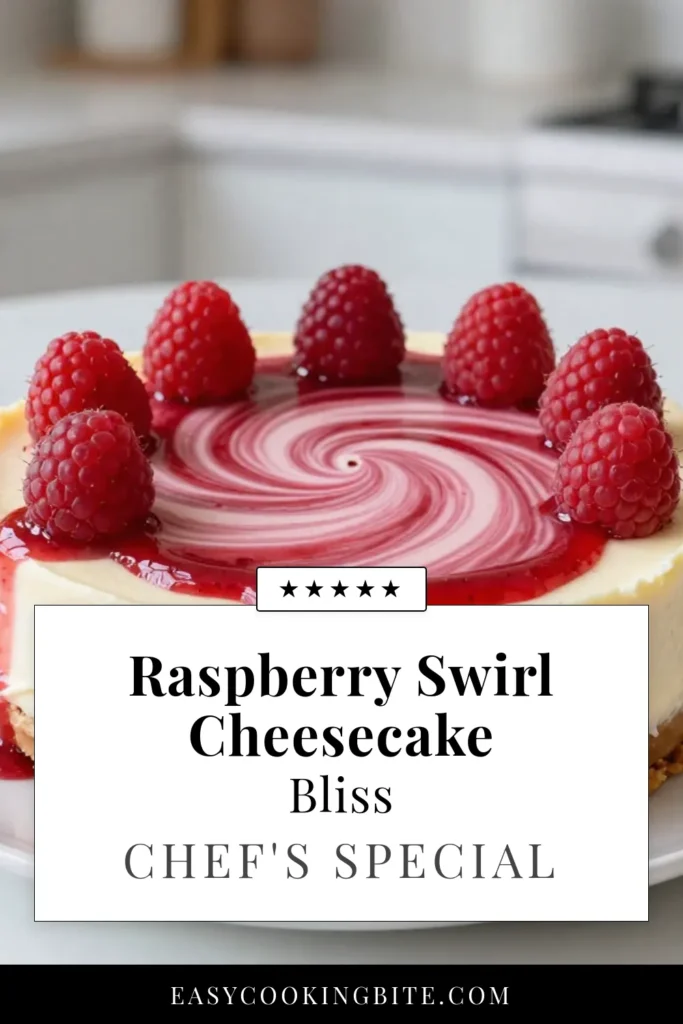 Indulge in this delicious raspberry cheesecake recipe that's sure to impress! This easy cheesecake recipe features a creamy raspberry dessert, swirled to perfection for a delightful swirl cheesecake dessert. Enjoy homemade cheesecake with raspberries for a perfect treat at any gathering. Get the full recipe and enjoy a slice of bliss today! Save for later and try it out! #RaspberryCheesecake #DessertRecipes #CheesecakeLove #BakingAtHome