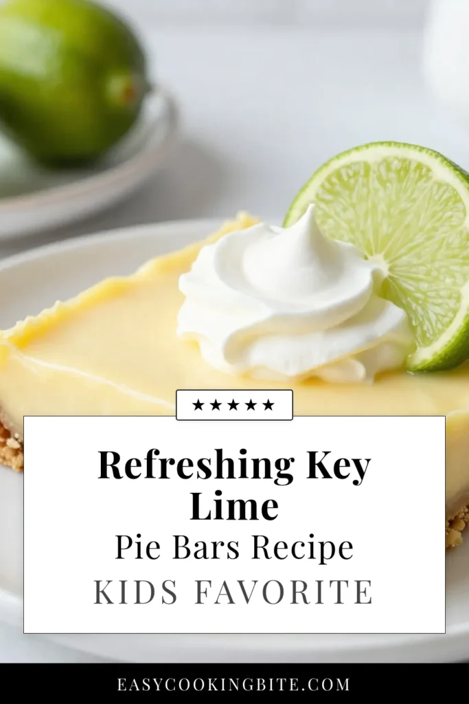 Indulge in these zesty key lime pie bars, a perfect tropical dessert that&rsquo;s both refreshing and easy to make! This no-bake key lime recipe features a buttery graham cracker crust topped with a creamy key lime filling. Ideal for warm days, they&rsquo;re a hit at parties and gatherings. Get ready to wow your taste buds with this delicious treat! Save this recipe for an unbeatable zesty key lime dessert. #KeyLimePieBars #TropicalDessertBars #EasyKeyLimeRecipe #NoBakeDessert