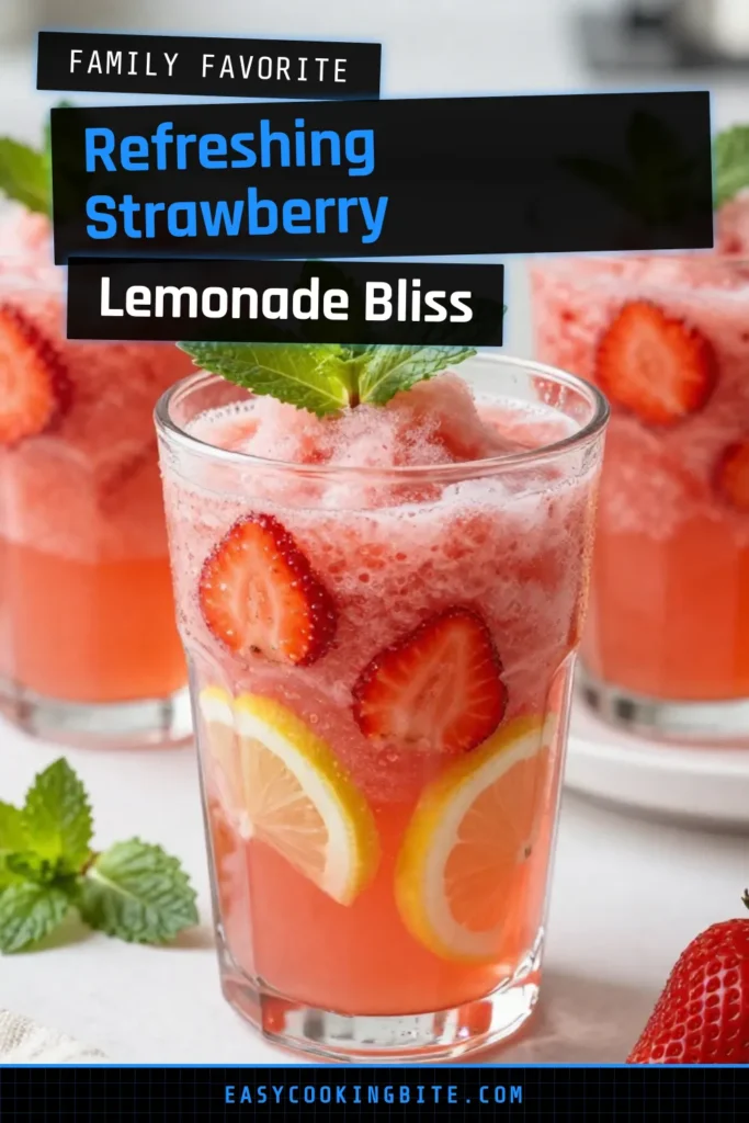 Quench your thirst this summer with a delightful Frozen Strawberry Lemonade! This easy frozen drink combines fresh strawberries and homemade lemonade for the perfect refreshing summer drink. With a simple strawberry lemonade recipe, you can whip up this slushy treat in just 10 minutes. Perfect for family gatherings or a sunny day, you'll love the sweet and tangy flavor. Save this recipe and enjoy summer bliss! #FrozenStrawberryLemonade #StrawberryLemonadeRecipe #RefreshingSummerDrinks #EasyFrozenDrinks