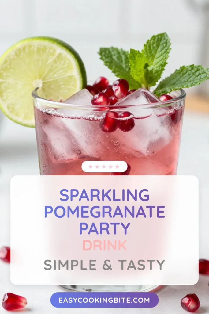 Delight in a Sparkling Pomegranate Mocktail, a festive non-alcoholic pomegranate drink perfect for any occasion! This easy pomegranate cocktail is refreshing and sure to impress your guests. With just a few simple ingredients, you can create delicious mocktail recipes that everyone will love. Enjoy this vibrant drink that&rsquo;s as beautiful as it is tasty! Save this recipe for your next gathering! #MocktailRecipes #PomegranateDrink #FestiveCocktails #EasyDrinkIdeas
