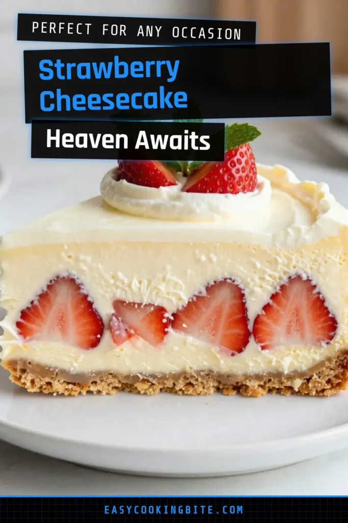 Indulge in the refreshing delight of a Strawberry Cheesecake Icebox Cake! This no-bake strawberry dessert is the perfect easy cheesecake recipe for summer gatherings or casual weeknight treats. With layers of creamy goodness and fresh strawberries, this cream cheese icebox cake is sure to impress. Ready in just 30 minutes, chill it for a few hours and enjoy a deliciously light dessert. Save the recipe now and treat yourself! #StrawberryDessert #CheesecakeRecipe #NoBakeDessert #FreshStrawberries