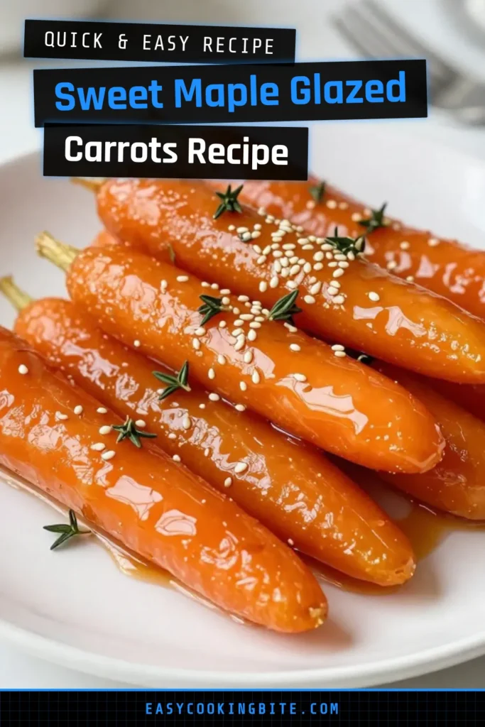 Discover the deliciousness of maple glazed carrots with this easy carrot side dish recipe! Perfectly roasted maple carrots are drizzled with pure maple syrup and buttery goodness, making for a healthy carrot recipe that's both simple and satisfying. Learn how to make glazed carrots in just 20 minutes for a perfect addition to any meal. Try this maple glazed carrots recipe today! Save your favorite recipes! #MapleGlazedCarrots #GlazedCarrots #HealthySideDish #CarrotRecipes