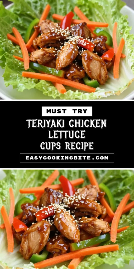 Discover this delicious teriyaki chicken recipe featuring savory chicken dishes served in fresh lettuce cups. Perfect for a healthy meal, these gluten-free teriyaki-inspired bites are packed with flavor and easy to make. Enjoy a quick and satisfying dinner that your family will love. Try them out and elevate your healthy chicken recipes today! Save for later! #TeriyakiChicken #LettuceCups #HealthyRecipes #GlutenFreeCooking