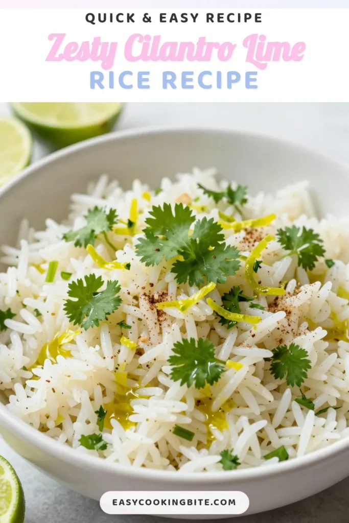 Elevate your meals with this Cilantro Lime Rice Recipe, the perfect healthy rice side dish for any occasion! This easy Mexican rice combines zesty lime and fresh cilantro for a delicious addition to your table. Whether you&rsquo;re seeking flavorful rice recipes or vegetarian rice dishes, this dish is a must-try. Discover how simple it is to make and impress your guests. Save this recipe for a fiesta tonight! #CilantroLimeRice #HealthyRecipes #MexicanCuisine #VegetarianDishes