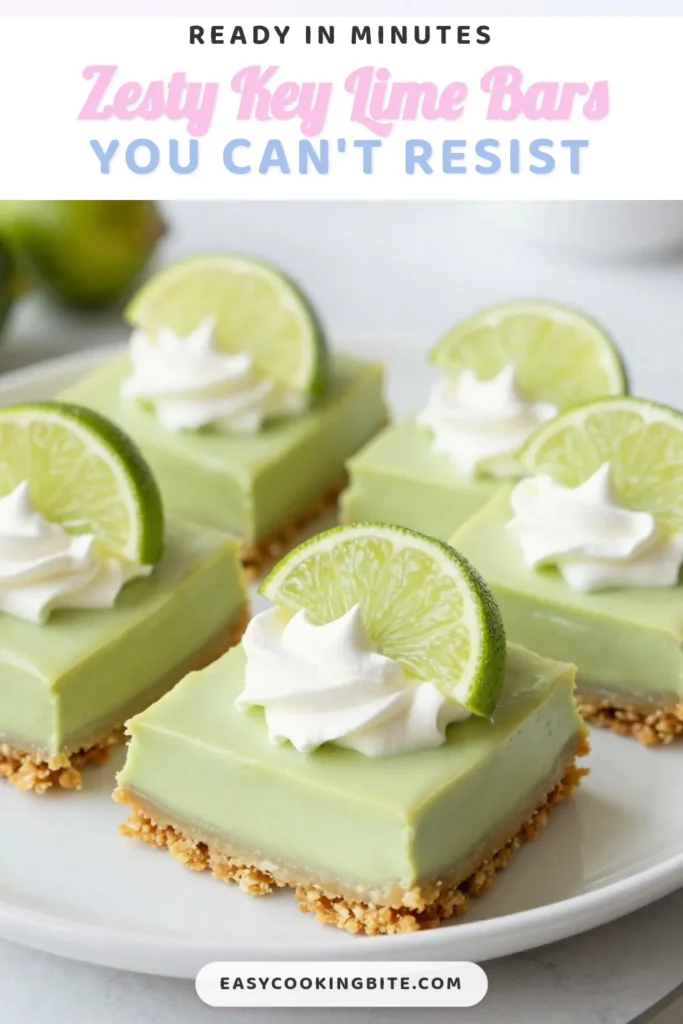 Satisfy your sweet tooth with these zesty Key lime pie bars&mdash;an easy key lime bars recipe that captures all the flavors of a classic dessert! Enjoy the creamy filling over a graham cracker crust key lime pie that's perfect for any occasion. Best of all, these no-bake key lime bars are simple to make and always a hit. Save this delicious recipe and treat yourself to a refreshing delight! #KeyLimePieBars #DessertRecipes #Baking #NoBakeDesserts