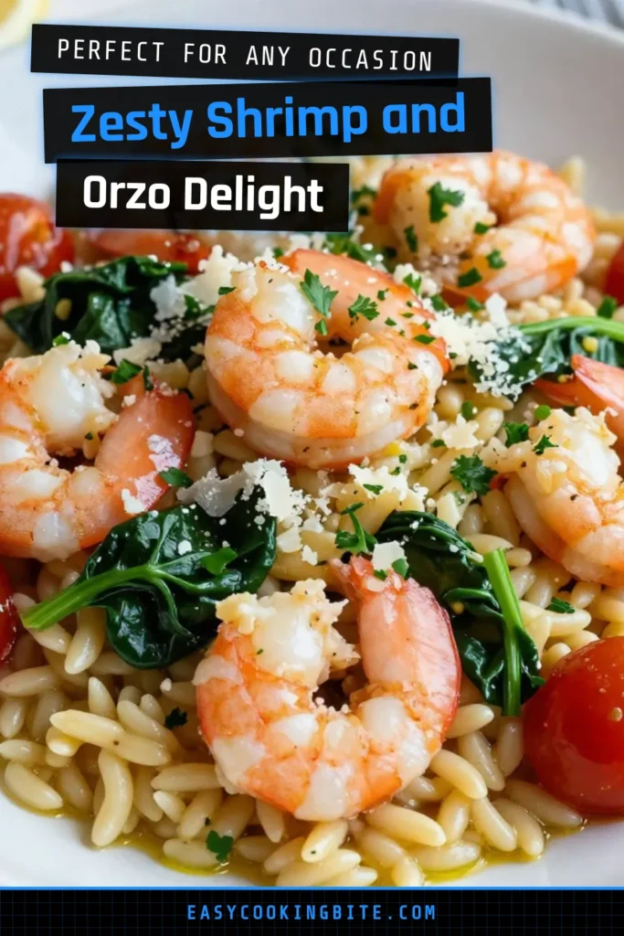 Discover the irresistible flavors of this Lemon Garlic Shrimp Orzo, a quick orzo dish that&rsquo;s perfect for busy nights! This healthy lemon shrimp recipe features tender shrimp tossed in a delicious garlic-lemon sauce and paired with fresh tomatoes and spinach. Ideal as a Mediterranean shrimp orzo meal, it's both satisfying and nutritious. Try this shrimp pasta recipe today and impress your family! Save for later! #ShrimpPasta #LemonGarlicShrimpOrzo #HealthyRecipes #MediterraneanDiet