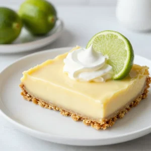 To make these tasty Key Lime Pie Bars, you need to gather some simple, fresh ingredients. Here&rsquo;s what you will need: - 1 &frac12; cups graham cracker crumbs - 1/3 cup granulated sugar - 1/2 cup unsalted butter, melted - 2 cups sweetened condensed milk - 3/4 cup fresh key lime juice (about 10-12 key limes) - 1 tablespoon lime zest - 3 large egg yolks - Pinch of salt - Whipped cream and lime slices for garnish (optional) Each ingredient plays a key role in creating that delightful and tangy flavor. The graham cracker crumbs form a crunchy base. The sugar adds sweetness to balance the tangy lime. The butter helps bind the crust, giving it a rich texture. Sweetened condensed milk creates a creamy filling that is smooth and delicious. Fresh key lime juice gives the bars their zesty kick. Lime zest enhances the flavor, making it even more vibrant. Egg yolks help to set the filling. A pinch of salt rounds out the flavors. Finally, whipped cream and lime slices add a lovely touch on top. You can find most of these ingredients at your local grocery store. Fresh key limes are best for a bright taste. If you cannot find them, regular limes work too. Just remember, the key is to keep it fresh and simple! {{ingredient_image_1}} - Preheat your oven to 350&deg;F (175&deg;C). - In a bowl, mix 1 &frac12; cups of graham cracker crumbs, 1/3 cup of granulated sugar, and &frac12; cup of melted unsalted butter. - Press this mixture into the bottom of an 8x8 inch baking pan. - Bake for 8 to 10 minutes until the crust is lightly golden. - In a separate bowl, combine 2 cups of sweetened condensed milk, &frac34; cup of fresh key lime juice, 1 tablespoon of lime zest, 3 egg yolks, and a pinch of salt. - Whisk this mixture until it is smooth and fully blended. - Pour the key lime filling over the pre-baked crust. - Bake for an additional 15 to 20 minutes until the filling is set with a slight jiggle in the center. - Remove from the oven and let the bars cool to room temperature. - Refrigerate for at least 3 hours to chill completely. - After chilling, cut into squares and serve with whipped cream and lime slices if you like. Using fresh key limes makes a big difference. Fresh limes give a bright, zesty taste. Bottled juice lacks the same fresh kick. You can find key limes at local markets or online. Aim for about ten to twelve limes for this recipe. For the graham cracker crust, texture is key. Mix the crumbs, sugar, and melted butter well. Press the mixture firmly into the pan. An even layer helps the crust bake nicely. Bake it until lightly golden. This step adds flavor and crunch. Top your bars for a stunning look. Whipped cream and lime slices are classic choices. They add creaminess and a pop of color. Fresh mint leaves can also add charm. Pair these bars with a refreshing drink. I suggest iced tea or a fruity soda. These drinks complement the tangy flavor of the pie. Serving them with a scoop of vanilla ice cream can also be a hit. Overbaking is a common mistake. Keep an eye on the bars while they bake. They should be set but still a bit jiggly in the center. This ensures a creamy texture. Proper chilling time is crucial. Chill the bars for at least three hours. This step helps the flavors meld and the filling set. Don&rsquo;t skip it; it makes a big difference in taste and texture. Pro Tips Use Fresh Key Limes: For the best flavor, always opt for fresh key limes instead of bottled juice. The acidity and freshness will elevate your bars. Don&rsquo;t Overbake: Keep an eye on the filling as it bakes. It should be set but still slightly jiggly in the center; it will firm up as it cools. Chill Thoroughly: Allow the bars to chill in the refrigerator for at least 3 hours before serving to ensure they slice cleanly and maintain their shape. Garnish Wisely: Add a dollop of whipped cream and a slice of lime on top just before serving for an extra burst of flavor and visual appeal. {{image_2}} You can add a twist to your key lime pie bars. Try coconut for a tropical taste. Simply mix in shredded coconut with the filling. You can also use coconut milk in place of some condensed milk. This adds creaminess and a nice coconut flavor. For a gluten-free option, swap graham cracker crumbs for almond flour or gluten-free cookies. This keeps the crust tasty and crunchy. Plus, it makes your bars suitable for everyone. If you want a fun crust, use Oreo cookies. Crush the cookies and mix them with butter like you would with graham crackers. This gives a rich, chocolatey flavor that pairs well with lime. Another option is almond flour. Mix almond flour with melted butter for a nutty crust. This variation adds a new texture and flavor, making each bite exciting. To make the bars lighter, use light sweetened condensed milk. It cuts down on sugar without losing the creamy texture. You can also adjust the sugar levels to your taste. If you want less sweetness, reduce the sugar in the crust. This keeps the balance of flavors just right while still tasting delicious. To keep your Key Lime Pie Bars fresh, use an airtight container. This helps lock in moisture and flavor. Place a piece of parchment paper between layers to avoid sticking. Store them in the fridge for up to five days. If they start to dry out, add a dollop of whipped cream when serving. If you want to store these bars for longer, freezing works well. Cut the bars into squares before freezing. Wrap each piece in plastic wrap. Then, place them in a freezer-safe bag or container. This way, you can grab one whenever you want a sweet treat. To thaw, take them out of the freezer and place in the fridge overnight. For a quick thaw, leave them at room temperature for about 30 minutes. Serve with whipped cream and fresh lime slices for a tasty touch! You can tell the bars are done when the filling is set with a slight jiggle in the center. The edges will puff up a bit, and the top will look smooth. It helps to keep an eye on baking time. I usually start checking around the 15-minute mark to avoid overbaking. Yes, you can make these bars ahead. They are great for parties or gatherings. Prepare the bars a day in advance and chill them in the fridge. The flavors will blend well overnight, making them even tastier. Just remember to cut them into squares right before serving for the best look. If you need a substitute for sweetened condensed milk, try using coconut milk mixed with sugar. You can also combine evaporated milk with sugar to mimic the sweetness and creaminess. Another option is to make a homemade version by simmering milk with sugar until it thickens. These swaps will still give you a nice creamy filling. You can make tasty Key Lime Pie Bars with simple ingredients. Start with a buttery crust, then mix your key lime filling. Remember to bake and chill them just right for the best flavor. Use fresh ingredients and avoid overbaking for great results. Feel free to try variations and healthier swaps. Store leftovers well and even freeze them for later. Key Lime Pie Bars are fun to make and share. Now, let your sweet treats impress family and friends!