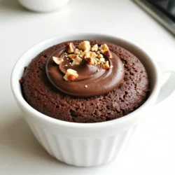 To make a delicious chocolate hazelnut mug cake, you will need: - 4 tablespoons all-purpose flour - 3 tablespoons granulated sugar - 2 tablespoons cocoa powder - 1/8 teaspoon baking powder - 1/8 teaspoon salt - 3 tablespoons milk - 1 tablespoon vegetable oil - 1 teaspoon vanilla extract - 2 tablespoons chocolate hazelnut spread - A few hazelnuts, chopped (for topping) These ingredients mix together to create a rich and gooey treat. If you have dietary needs, there are great swaps. You can use gluten-free flour instead of all-purpose flour. For dairy-free options, try almond milk or oat milk. You can also use coconut oil instead of vegetable oil. If you want a sugar-free version, use a sugar substitute that measures like sugar. Toppings can make your mug cake even better. Here are some ideas: - Chopped hazelnuts for crunch - A dollop of extra chocolate hazelnut spread on top - Whipped cream for added creaminess - A sprinkle of sea salt for a sweet and salty mix Feel free to mix and match your favorite toppings! {{ingredient_image_1}} Start by gathering your ingredients. You need all-purpose flour, sugar, cocoa powder, baking powder, salt, milk, vegetable oil, vanilla extract, and chocolate hazelnut spread. 1. Take a microwave-safe mug. 2. Add 4 tablespoons of all-purpose flour. 3. Next, add 3 tablespoons of granulated sugar. 4. Mix in 2 tablespoons of cocoa powder, 1/8 teaspoon of baking powder, and 1/8 teaspoon of salt. 5. Stir these dry ingredients well. Make sure there are no lumps. Now, it&rsquo;s time to add the wet ingredients: 6. Pour in 3 tablespoons of milk. 7. Add 1 tablespoon of vegetable oil. 8. Mix in 1 teaspoon of vanilla extract. Stir the mixture until it is smooth. 9. Finally, drop 2 tablespoons of chocolate hazelnut spread into the center. 10. Use a fork to swirl it gently. Do not mix it completely. This will give you a gooey center. Now, let&rsquo;s cook your mug cake: 1. Place the mug in the microwave. 2. Cook on high for 1 minute and 10 seconds. Keep an eye on it while it cooks. Cooking times can vary based on your microwave. If it starts to rise too much, stop and check. Here are some tips for the best mug cake: - If your mug cake is not set after 1 minute and 10 seconds, add more time in 10-second intervals. - Use a larger mug to prevent overflow. - Let it cool for a minute after cooking. The mug will be hot! - For a nice crunch, top with chopped hazelnuts. You can also add a dollop of more chocolate hazelnut spread for extra yum! Making a mug cake is fun and easy, but mistakes can happen. Here are some common slip-ups: - Incorrect Measurements: Use a tablespoon for your flour and sugar. Too much flour can make your cake dry. - Not Mixing Well: Make sure to mix the dry and wet ingredients fully. Lumps can mess up the texture. - Overcooking: Every microwave is different. Start with one minute and check. You want it moist, not dry. The right texture makes a mug cake special. Here&rsquo;s how to get it just right: - Use Fresh Ingredients: Old baking powder may not rise well. Always check the date. - Don&rsquo;t Overmix: Stir until just combined. Overmixing can make the cake tough. - Swirl the Hazelnut Spread: Mixing too much can hide that gooey center. Just swirl it gently. You can make your mug cake even more exciting! Here are a few ideas: - Add a Pinch of Cinnamon: This brings warmth and depth to the flavor. - Mix in Chocolate Chips: For extra chocolatey goodness, add a few chips before microwaving. - Use Different Nuts: Try walnuts or pecans for a new twist. Each nut gives a unique taste. Explore these tips and tricks to make your chocolate hazelnut mug cake even better! Pro Tips Use a Larger Mug: A larger mug will prevent overflow during cooking, ensuring your cake rises perfectly without spilling over the sides. Customize Your Toppings: Feel free to experiment with different toppings like whipped cream, berries, or even a scoop of ice cream for a decadent treat. Check Your Microwave: Microwaves vary in power; if your cake isn&rsquo;t fully cooked after the initial time, add 10-second intervals until it's done. Let It Cool: Allow your mug cake to cool for a minute before digging in; this helps the flavors meld and makes it easier to enjoy! {{image_2}} You can easily make this mug cake gluten-free. Just swap the all-purpose flour with a gluten-free flour blend. Most blends work well in this recipe. It keeps the cake soft and moist. Stick to the same amount, and follow the rest of the steps as usual. To make a vegan version, use plant-based milk instead of regular milk. Almond, soy, or oat milk all work great. For the oil, you can use melted coconut oil or applesauce. Replace the chocolate hazelnut spread with a vegan option. This gives you a rich taste without any dairy. You can switch up the nut butter for different flavors. Try almond butter, peanut butter, or cashew butter. Just use the same amount as the chocolate hazelnut spread. Each nut butter adds a unique twist to your mug cake. Mix and match to find your favorite! Yes, you can store leftovers of your chocolate hazelnut mug cake. If you have any left, let it cool down first. Cover the mug with plastic wrap or transfer the cake to an airtight container. It will stay fresh for up to two days in the fridge. Just remember, the cake tastes best fresh. To reheat your mug cake, place it in the microwave. Heat it for about 10 to 15 seconds. This will warm it up without drying it out. If it feels too firm, add a splash of milk on top before reheating. This will help restore its softness. You can freeze the mug cake, but it&rsquo;s best to freeze it plain. After it cools, wrap it tightly in plastic wrap and then in foil. Store it in the freezer for up to a month. When you want to enjoy it, thaw it in the fridge overnight. Then, reheat it in the microwave as described before. This keeps the cake yummy and moist. You will know your mug cake is done when it rises and looks firm. A toothpick inserted into the center should come out clean or with a few moist crumbs. If it still looks wet, give it a few more seconds in the microwave. Just watch it closely to avoid spills. Yes, you can make this mug cake in the oven. Preheat your oven to 350 degrees Fahrenheit. Pour the batter into an oven-safe dish and bake for about 15 minutes. Check with a toothpick as you would for a regular cake. The result will be just as tasty! To lower sugar, you can cut back on granulated sugar. Try using 1 tablespoon instead of 3. You can also swap out some sugar for mashed banana or applesauce. These options add flavor and moisture, making your cake sweet and healthy. This blog covered the key ingredients and steps to make a mug cake. I shared tips to avoid common mistakes and suggested fun variations for different diets. Storing and reheating leftovers was also discussed. Making a mug cake is easy and fun. You can experiment with flavors and ingredients. Your perfect mug cake is just a few steps away. Enjoy your baking!