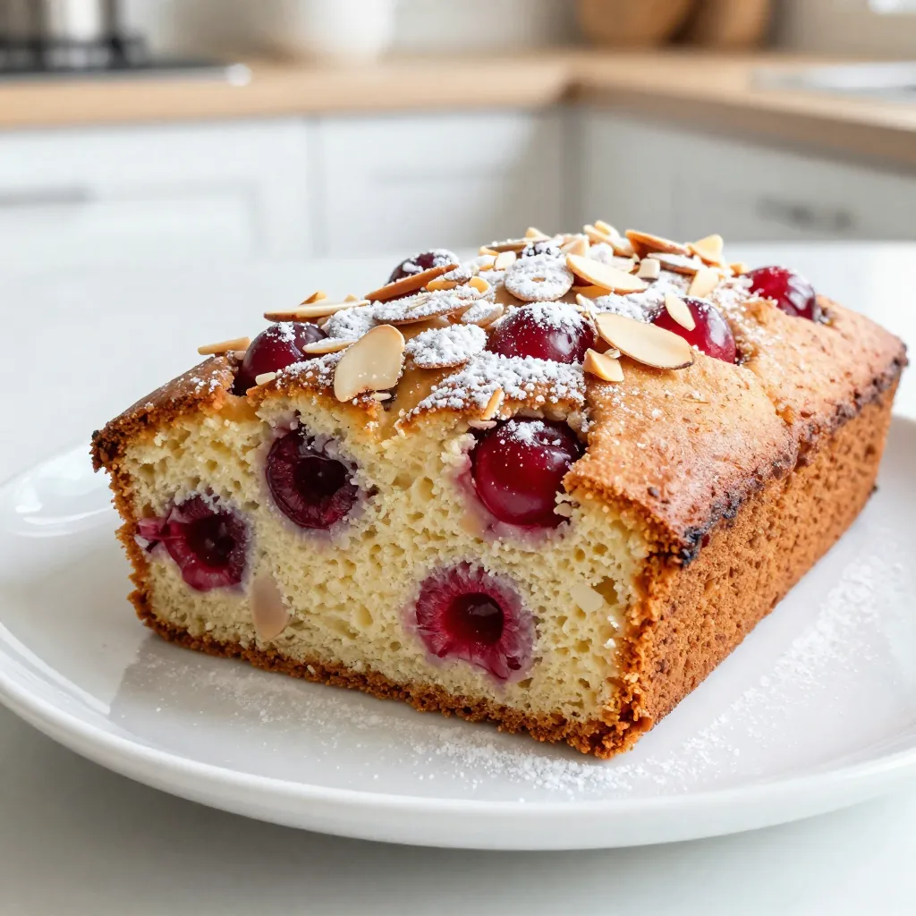 - 2 cups all-purpose flour - 1 cup granulated sugar - 1/2 cup unsalted butter, softened - 3/4 cup milk - 2 large eggs - 1 tablespoon baking powder - 1 teaspoon vanilla extract - 1/2 teaspoon almond extract - 1 cup cherries, pitted and halved (fresh or frozen) - 1/2 cup sliced almonds - 1/4 teaspoon salt - Powdered sugar for dusting (optional) For this recipe, I use standard cup measurements. If you lack an ingredient, substitutions work well. Use coconut oil instead of butter for a dairy-free option. Almond milk can replace regular milk. If cherries are out of season, frozen ones work just as well. Just thaw them first. Always pick fresh cherries. If using frozen, ensure they are pitted and halved. Look for unsalted butter that is creamy and soft. Fresh vanilla beans or high-quality extracts add depth. Choose flour that is unbleached for better flavor. For almonds, buy sliced ones that are fresh and crunchy for the best texture. {{ingredient_image_1}} First, you need to preheat your oven to 350°F (175°C). This ensures an even bake. Next, grab a 9-inch round cake pan. Grease and flour it well or line it with parchment paper. This step helps the cake release easily after baking. In a mixing bowl, add the softened butter and granulated sugar. Cream them together until the mixture is light and fluffy. This will take a few minutes. Then, add the eggs one by one. Mix well after each egg. Finally, stir in the vanilla and almond extracts for extra flavor. In another bowl, whisk together the all-purpose flour, baking powder, and salt. Make sure there are no lumps. This blend is key for a good rise. Gradually add this dry mix to the wet ingredients. Alternate with the milk as you mix. Stop mixing when everything is just combined. Now comes the fun part! Gently fold in the halved cherries. Make sure they are evenly spread throughout the batter. Then, add the sliced almonds for a nice crunch. Do this carefully to keep the batter fluffy. Pour the batter into the prepared cake pan. Smooth the top with a spatula to make it even. Bake in your preheated oven for 30 to 35 minutes. Check with a toothpick to see if it’s done. It should come out clean. Once baked, let the cake cool in the pan for about 10 minutes. Then, transfer it to a wire rack to cool completely. To get a fluffy texture, start by creaming the butter and sugar well. Mix them until light and airy. This step helps incorporate air, making your cake rise better. Use room temperature butter for best results. When adding eggs, make sure to mix each one in fully. Finally, do not overmix your batter. Stop mixing when just combined to keep it light. To keep your coffee cake fresh, store it in an airtight container. This will help prevent it from drying out. If you have leftovers, try to consume them within three days. You can also wrap slices in plastic wrap for easy grab-and-go snacks. If you want to store it longer, consider freezing individual slices. For a beautiful presentation, dust the top with powdered sugar after the cake cools. This adds a nice contrast and a touch of elegance. You can also arrange some halved cherries on top for a pop of color. If you want to impress guests, serve each slice with a dollop of whipped cream. This simple touch makes your cake look even more inviting. Pro Tips Use Fresh Cherries: For the best flavor and texture, opt for fresh cherries when in season. If using frozen cherries, make sure to thaw and drain them well to avoid excess moisture in the batter. Room Temperature Ingredients: Ensure that your butter and eggs are at room temperature before starting. This helps create a smoother batter and better overall rise in the cake. Don’t Overmix: When combining wet and dry ingredients, mix just until incorporated. Overmixing can lead to a dense cake instead of a light, fluffy texture. Cool in the Pan: Allow the coffee cake to cool in the pan for about 10 minutes before transferring it to a wire rack. This helps maintain its structure and prevents it from breaking apart. {{image_2}} You can switch out cherries for other fruits. Blueberries and raspberries work well. Peaches and apples also add great flavor. Just make sure to cut them into small pieces. Adjust the sugar if your fruit is very sweet. This lets you enjoy new tastes while keeping the cake moist. If you don’t like almonds, try other nuts. Walnuts and pecans make tasty substitutes. You can chop them up to mix into the batter. For a nut-free version, use sunflower seeds or pumpkin seeds. These still add crunch without the nuts. To make the cake dairy-free, swap the milk with almond or oat milk. Use dairy-free butter or coconut oil instead of regular butter. This way, you keep the rich taste while making it suitable for everyone. Enjoy the same moist texture without any dairy. To keep your Cherry Almond Coffee Cake fresh, wrap it tightly in plastic wrap. This helps keep air out and moisture in. You can also place it in an airtight container. If you want to keep it for a longer time, consider slicing it first. This makes it easier to grab a piece when you want one. When stored properly at room temperature, the cake lasts about 2 to 3 days. If you store it in the fridge, it can last up to a week. Just remember to cover it well to prevent it from drying out. You can freeze Cherry Almond Coffee Cake for up to 3 months. To freeze, wrap the cake in plastic wrap and then in aluminum foil. This double wrapping helps prevent freezer burn. When you're ready to eat it, let it thaw in the fridge overnight. For quick enjoyment, you can warm it in the oven for a few minutes before serving. Yes, you can use frozen cherries. Just thaw them first. Make sure to drain excess water. This keeps the batter from getting too wet. Frozen cherries work well and taste great! Check for doneness by inserting a toothpick into the center. If it comes out clean, the cake is done. You can also look for a golden top. The edges should slightly pull away from the pan. This coffee cake pairs well with coffee or tea. You can also serve it with fresh fruit. A dollop of whipped cream adds a nice touch. Enjoy it as a sweet brunch treat or dessert. Yes, you can double the recipe easily. Just use a larger pan to hold the extra batter. Keep an eye on the baking time, as it may change. A larger cake might need a few more minutes to bake. To avoid a dry cake, do not overmix the batter. Mix just until combined. Also, make sure to measure your flour correctly. Too much flour can lead to dryness. Adding the right amount of milk helps keep it moist. In this article, we covered how to make a delicious Cherry Almond Coffee Cake. We discussed the key ingredients and how to choose the best ones. You learned step-by-step instructions to ensure perfect baking. Tips on texture and storage helped you keep your cake fresh. Variations allow for fun twists. Enjoy baking this cake and share it with friends. It’s simple and rewarding. Dive in and impress everyone with your new skills. Happy baking!