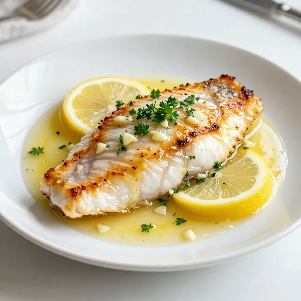 - 4 tilapia fillets - 4 tablespoons unsalted butter - 4 cloves garlic, minced - Juice and zest of 1 lemon - 1 teaspoon dried oregano - 1 teaspoon chopped fresh parsley - Salt and pepper, to taste Garlic Butter Lemon Tilapia is simple to make. You need fresh tilapia fillets, butter, garlic, and lemon. The garlic adds a rich taste. The lemon brightens the dish. For the main ingredients, choose four good tilapia fillets. Make sure they are fresh. Use unsalted butter for a creamy texture. Mince the garlic cloves finely to enhance their flavor. Squeeze all the juice from one lemon. Use the zest for extra lemony goodness. Next, you add seasoning and garnish. A teaspoon of dried oregano gives a nice herbal note. Fresh parsley adds color and freshness. Salt and pepper are key to bring out all the flavors. This dish is perfect for a quick weeknight dinner. You can serve it with rice or veggies. The ingredients are simple but so tasty. Keep these basics on hand for quick meals. {{ingredient_image_1}} First, I pat the tilapia fillets dry with paper towels. This step is key because it helps the fish sear nicely. I then season both sides of the fillets with salt and pepper. This simple seasoning brings out the fish's natural flavor. Next, I heat a large skillet over medium heat. I add 4 tablespoons of unsalted butter and let it melt. Once melted, I toss in 4 cloves of minced garlic. I sauté the garlic for about 1 minute until it smells amazing. Careful not to burn it, as that can ruin the dish. After the garlic is fragrant, I squeeze the juice of 1 lemon into the skillet. I also add the zest of that lemon for extra flavor. I stir this mix well and let it simmer for 2 minutes. Now, I carefully place the tilapia fillets into the skillet. I cook them for 3 to 4 minutes on one side until they turn golden and flaky. Using a spatula, I gently flip them over and cook for another 2 to 3 minutes on the other side. As the tilapia cooks, I sprinkle 1 teaspoon of dried oregano over the fillets. This adds a lovely herbal note, enriching the dish. Once the fish is fully cooked, I transfer the fillets to serving plates. I spoon the garlic butter sauce over the top for a rich finish. Finally, I garnish with chopped fresh parsley for a pop of color and flavor. To get a nice sear on your tilapia, start by drying the fillets. Wet fish won’t brown well. Use paper towels to pat them dry. This step makes a big difference. Cook the fish on medium heat. If it’s too hot, the butter can burn. If it’s too low, the fish won’t cook right. Aim for a steady temperature for the best results. You can change the garlic and lemon to suit your taste. If you love garlic, add more minced cloves. For a tangier flavor, use extra lemon juice or zest. Try adding herbs like thyme or dill. These can give your dish a fresh twist. You can also sprinkle in some red pepper flakes for heat. This dish goes well with simple side dishes. Try steamed veggies or a fresh salad. Rice or quinoa also pairs nicely. For wine, choose a light white like Sauvignon Blanc. Its crisp taste matches the lemon flavor well. Enjoy your meal with a side of your favorite drink! Pro Tips Use Fresh Ingredients: Always opt for fresh garlic and lemons for the best flavor. Fresh ingredients enhance the dish significantly compared to their dried or bottled counterparts. Perfect Cooking Temperature: Ensure your skillet is at medium heat to avoid burning the garlic while still achieving a nice sear on the tilapia. Adjust the heat as necessary during cooking. Sauce Consistency: If you prefer a thicker garlic butter sauce, let it simmer for a few extra minutes to reduce it further before adding the tilapia. Garnish with Citrus: For an extra burst of flavor and presentation, consider garnishing with additional lemon slices or wedges alongside the fresh parsley. {{image_2}} You can easily change the fish in this recipe. If tilapia isn’t your favorite, try cod or sole. Both work well with garlic and lemon. For a fun twist, use salmon for a richer taste. If you need a dairy-free option, there are great butter swaps. Coconut oil or vegan butter can replace regular butter. These alternatives still give you that tasty flavor without dairy. You can cook this dish in different ways. Grilling gives a nice smoky flavor. It adds a lovely char to the fish. Just be sure to keep an eye on it to avoid drying out. Pan-searing is a fast method that keeps the fish juicy. It also helps create a crispy edge. If you prefer, you can bake the tilapia. Oven-baking is easy and keeps the kitchen clean. Set the oven to 400°F and bake for about 15-20 minutes. This recipe fits into low-carb or gluten-free diets. Tilapia is naturally low in carbs, which is great for these diets. Use fresh herbs to add flavor without extra carbs. You can add vegetables to make it a complete meal. Try asparagus or zucchini. Roasted veggies pair well with the fish. They add color and nutrients to your plate. To keep your Garlic Butter Lemon Tilapia fresh, refrigerate it right away. Place the fillets in an airtight container. They will stay good for about 2-3 days. If you want to save some for longer, freezing is a great option. Wrap each fillet tightly in plastic wrap. Then, put them in a freezer-safe bag. You can freeze them for up to 2 months. Just remember to label the bag with the date. This way, you know when you made it. When you’re ready to enjoy your leftovers, reheating is easy. The best method is to use the skillet. Heat it over medium-low heat. Add a little butter or oil to prevent sticking. Place the tilapia in the skillet for about 3-4 minutes. This will warm it up nicely without drying it out. You can also use the microwave. If you choose this method, cover your plate with a paper towel. Heat for 30 seconds at a time until warm. Be careful not to overcook it, as tilapia can become tough. Enjoy your meal just like the first time! Garlic Butter Lemon Tilapia cooks quickly. It takes about 20 minutes total. You spend 10 minutes prepping and 10 minutes cooking. Each side of the fish needs just 3-4 minutes. When the fish looks golden and flakes easily, it is done. Yes, you can use frozen tilapia fillets. Just remember to thaw them first. The best way is to leave them in the fridge overnight. If you're in a hurry, you can run them under cold water for about 30 minutes. Once thawed, pat them dry before seasoning and cooking. Garlic Butter Lemon Tilapia pairs well with many sides. Here are some popular choices: - Steamed broccoli - Garlic mashed potatoes - Rice pilaf - Mixed green salad - Roasted asparagus These sides balance the rich, buttery fish and add freshness to your meal. Enjoy your cooking! This blog showed you how to make Garlic Butter Lemon Tilapia from start to finish. You learned about the key ingredients, step-by-step cooking, and helpful tips. Remember to dry your fillets for that perfect sear. You can also try different cooking methods or add veggies for variety. Feel free to mix and match flavors to suit your taste. Enjoy your tasty tilapia dish, knowing you can customize it to make it your own!