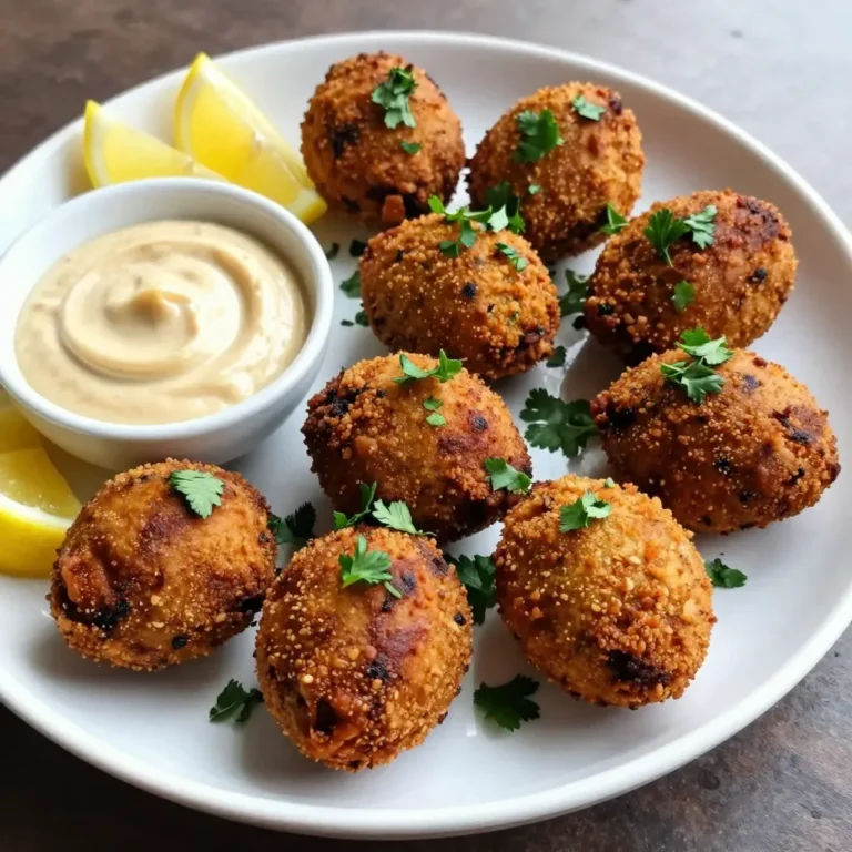 To make air fryer falafel, you need simple, fresh items. Here’s what you need: - 1 cup dried chickpeas, soaked overnight - 1 small onion, roughly chopped - 3 cloves garlic, minced - 1/4 cup fresh parsley, chopped - 1/4 cup fresh cilantro, chopped - 1 teaspoon ground cumin - 1 teaspoon ground coriander - 1/2 teaspoon baking powder - Salt and pepper, to taste - 2 tablespoons olive oil These ingredients create a hearty base for the falafel. Soaking the chickpeas overnight helps them soften and blend well. Seasonings bring your falafel to life. The cumin and coriander give it warmth and depth. I like to add fresh herbs like parsley and cilantro. They add brightness and flavor. Make sure you mix in salt and pepper to taste. You can also try adding a pinch of cayenne for heat or lemon zest for brightness. Dipping sauces can elevate your falafel meal. Two popular options are tahini sauce or yogurt. Tahini sauce is creamy and nutty. Yogurt adds a cool, tart flavor. You can also mix yogurt with herbs for extra taste. Serve your falafel with these sauces for a tasty treat! {{ingredient_image_1}} Start by draining and rinsing your soaked chickpeas. Use dried chickpeas soaked overnight for the best taste. This helps them soften and makes them easier to blend. A good soak will also help create a nice texture. If you skip soaking, your falafel may turn out too hard. Next, place the drained chickpeas in a food processor. Add the chopped onion, minced garlic, parsley, cilantro, cumin, coriander, baking powder, salt, and pepper. Pulse the mixture until it is crumbly. You want it to hold together but not be a paste. Scrape down the sides of the bowl as needed. If it feels dry, add a tiny bit of water. Once done, scoop out the mix with a tablespoon. Form small balls or patties with your hands. Now, preheat your air fryer to 375°F (190°C) for about 5 minutes. Lightly brush or spray the falafel with olive oil. Place them in a single layer in the air fryer basket. You may need to work in batches. Air fry for 12-15 minutes. Flip the falafel halfway through. They should be golden brown and crispy when done. Let them cool for a few minutes before serving. Enjoy your delicious air-fried falafel! To get the best texture for your falafel, start with dried chickpeas. Soak them overnight. This step makes them soft and easier to blend. When you mix the falafel, aim for a crumbly texture. It should hold together but not be mushy. If it feels too dry, add a tiny bit of water. If it's too wet, add a bit of flour to help it firm up. Herbs and spices make falafel pop. Fresh parsley and cilantro give it a bright taste. Don’t skip the cumin and coriander; they add depth. Feel free to tweak the herbs. You can add mint or dill for a twist. If you like heat, add a pinch of cayenne pepper or red pepper flakes. Mix and taste as you go! Sometimes, falafel can fall apart while cooking. If this happens, your mix might be too wet. Adding more chickpeas or a bit of flour can help. If your falafel is not crispy, make sure you oil them well before cooking. Check the air fryer temperature; it should be set to 375°F. Lastly, don’t overcrowd the air fryer basket. This ensures even cooking and crispiness. Pro Tips Soak Chickpeas Properly: Make sure to soak the chickpeas overnight to achieve the right texture. This softens them for easy blending and helps create a crispy falafel. Don’t Overprocess: Pulse the mixture until it's crumbly, not pureed. This texture is crucial for the falafel to hold its shape while cooking. Preheat Your Air Fryer: Always preheat your air fryer before adding the falafel. This ensures even cooking and helps achieve that golden crispy exterior. Batch Cooking Tips: If making a large batch, keep the falafel warm in a low oven while you cook the remaining batches in the air fryer. {{image_2}} You can bake falafel, but air frying makes them crispier. In the air fryer, they cook evenly and use less oil. Baked falafel may taste softer and less crunchy. If you want a lighter dish, try baking. Just set the oven to 375°F and bake for about 20-25 minutes. Flip them halfway to cook them evenly. You can change the taste of falafel easily. For a spicy kick, add red pepper flakes or cayenne pepper. If you love herbs, mix in dill or mint. Garlic lovers can add more cloves for a bold flavor. Experiment with different spices like smoked paprika or sumac. Each twist gives a new life to the classic recipe. When serving, think about color and taste. Place falafel on a platter with fresh herbs and lemon wedges. This adds a nice touch. Serve with tahini sauce or yogurt for dipping. You can also add a side of pita bread and fresh veggies. Create a falafel wrap with lettuce, tomatoes, and cucumbers for a tasty meal. You can store leftover falafel in an airtight container. Keep them in the fridge for up to three days. This helps keep them fresh and tasty. To reheat falafel, use the air fryer. Set it to 350°F (175°C) for about 5-7 minutes. This method keeps them crispy. You can also use a skillet on medium heat for a few minutes. To freeze falafel, place them in a single layer on a baking sheet. Freeze for about an hour until firm. Then, transfer them to a freezer bag. They can stay frozen for up to three months. When ready to eat, air fry straight from the freezer. Cook for about 12-15 minutes at 375°F (190°C). Yes, you can use canned chickpeas. Canned chickpeas save time. Make sure to drain and rinse them well. This removes excess sodium. The texture may be softer, but they will still taste good. Soak dried chickpeas for at least 8 hours. I usually soak them overnight. This helps them soften for blending. Dried chickpeas will hold their shape better when cooked. Yes, falafel is healthier in the air fryer. It uses less oil than frying. Air frying keeps the falafel crispy and tasty. You still get a great flavor with fewer calories. Serve falafel with tahini sauce or yogurt for dipping. A fresh salad or pita bread also works well. Add fresh herbs and lemon wedges for a pop of flavor. Enjoy your meal! You learned how to make tasty air fryer falafel. We covered the main ingredients, cooking steps, and tips to get it right. You can change flavors and even store leftovers. Don't forget that air fryer falafel is quick, easy, and healthier than fried. When you try this recipe, I hope you enjoy every bite and share it with others. Now go and make your own delicious falafel!