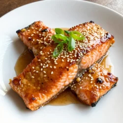 To make this dish, you need four salmon fillets. Each fillet should weigh about six ounces. Look for fresh, pink salmon for the best taste. The marinade is key to flavor. You will need: - 1/4 cup honey - 3 cloves garlic, minced - 1 tablespoon soy sauce (or tamari for gluten-free) - 1 tablespoon fresh ginger, grated - 1 tablespoon olive oil - Salt and pepper to taste Mix these ingredients together well. This mix adds a sweet and savory taste to the salmon. You can make your dish look nice with these garnishes: - 1 tablespoon sesame seeds - 2 green onions, chopped Adding these on top gives extra flavor and a nice look. Enjoy your cooking! {{ingredient_image_1}} To start, gather your ingredients. You need honey, garlic, soy sauce, ginger, and olive oil. In a small bowl, mix them together. Whisk until smooth and combined. This mixture is your marinade. It will add great flavor to the salmon. Next, take the salmon fillets. Place them in a shallow dish. Pour the marinade over the fish. Make sure each fillet is coated well. Cover the dish and refrigerate it. Let the salmon sit for at least 30 minutes. You can marinate it for up to 2 hours. This helps the fish absorb all that tasty flavor. Now, preheat your oven to 400&deg;F (200&deg;C). While it heats, line a baking dish with parchment paper. This makes cleanup easier. Arrange the salmon fillets skin-side down in the dish. Drizzle any leftover marinade over the top. Bake the salmon for about 12-15 minutes. The fish is done when it flakes easily with a fork. For a nice glaze, switch to broil for 2-3 minutes. Keep an eye on it to avoid burning. To get the best flavor, marinate the salmon correctly. Use a shallow dish for even coating. Pour the marinade over the salmon fillets. Make sure each piece is covered well. I recommend marinating for 30 minutes to 2 hours. If you marinate too long, the salmon may become mushy. Always cover the dish while it sits in the fridge. This keeps the flavors fresh. Cooking salmon can be simple. Preheat your oven to 400&deg;F (200&deg;C). Line your baking dish with parchment paper. This makes cleanup easy. Arrange the salmon skin-side down in the dish. Drizzle any leftover marinade over the top. Bake for 12-15 minutes. The salmon is done when it flakes easily with a fork. If you want a nice crust, broil it for the last few minutes. Watch closely to avoid burning. To get that sweet glaze, broiling is key. After baking, switch your oven to broil. Broil for 2-3 minutes, but don&rsquo;t walk away! Keep an eye on the salmon. The glaze should bubble and turn golden brown. This adds a rich flavor and a lovely look. Let it rest for a couple of minutes before serving. This helps the juices settle back into the fish. Enjoy your beautiful honey garlic glazed salmon! Pro Tips Marinating Time: Allow the salmon to marinate for at least 30 minutes, but no longer than 2 hours. This ensures the flavors penetrate the fish without compromising its texture. Oven Temperature: Preheating the oven to 400&deg;F (200&deg;C) is crucial for achieving perfectly cooked salmon. A hot oven helps to caramelize the glaze. Checking Doneness: Salmon is done when it flakes easily with a fork and reaches an internal temperature of 145&deg;F (63&deg;C). Use a meat thermometer for accuracy. Garnishing: For added texture and flavor, sprinkle sesame seeds and chopped green onions just before serving. This enhances both the appearance and taste of the dish. {{image_2}} You can easily swap some ingredients for different flavors. If you need a gluten-free option, use tamari instead of soy sauce. For a vegan twist, try maple syrup in place of honey. You can also use agave syrup if you want a lighter sweetness. If you don't have fresh ginger, ground ginger works too, but use less. To make it even better, add some spices. A pinch of red pepper flakes gives heat. You can mix in orange juice for a citrus touch. A splash of rice vinegar adds a nice zing. Fresh herbs like cilantro or basil give a fresh taste. You can also add sesame oil for extra richness. You can cook honey garlic glazed salmon in various ways. Baking is easy and keeps the fish moist. Grilling adds a smoky flavor and nice grill marks. Pan-searing gives you a crisp skin and quick cooking time. You can also use an air fryer for a quick, crispy finish. Each method brings out different tastes and textures. To keep your honey garlic glazed salmon fresh, let it cool first. Place it in an airtight container. Store it in the fridge for up to three days. Make sure to keep it sealed to avoid drying out. If you have extra sauce, store that separately. It adds great flavor when you reheat! You can freeze the salmon, too! Wrap each fillet tightly in plastic wrap. Then, place them in a freezer-safe bag. Remove as much air as you can. This helps prevent freezer burn. Frozen salmon will stay good for up to three months. Just remember to label the bag with the date! When you're ready to enjoy leftovers, reheat with care. Place the salmon in a baking dish. Cover it with foil to keep it moist. Heat in the oven at 350&deg;F (175&deg;C) for about 15 minutes. If you prefer the microwave, use a low power setting. Heat for 30 seconds at a time until warm. Enjoy the delicious flavor again! You should marinate the salmon for at least 30 minutes. This gives the flavors time to soak in. However, you can marinate it for up to 2 hours. This longer time will deepen the taste. Avoid marinating for more than 2 hours. The fish can become too salty or mushy. You can serve this salmon with a variety of sides. Here are some great ideas: - Steamed broccoli - Brown rice - Quinoa - Mashed potatoes - Mixed green salad These sides balance the sweet and savory flavors of the salmon. You can also add a squeeze of lemon for a fresh kick. Yes, you can use skinless salmon fillets. The glaze will still stick well and taste great. Skin adds texture and helps keep the fish moist, but skinless works just fine. Make sure to watch the cooking time closely, as skinless fillets may cook faster. You learned about the key ingredients for a tasty honey garlic glazed salmon. We covered how to prepare the marinade, marinate the salmon, and bake and broil it perfectly. I shared tips for marinating and cooking techniques to get a nice glaze. You also got options for ingredient swaps and storage tips for leftovers. In conclusion, this dish is easy and delicious. Try it today for a tasty meal!