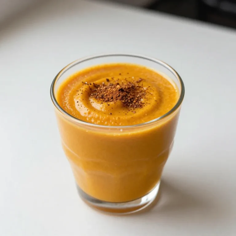 - 1 cup canned pumpkin puree - 1 frozen banana - 1 cup almond milk (or milk of choice) - 1/2 cup Greek yogurt or a dairy-free alternative These main ingredients create a creamy and smooth base for your pumpkin pie smoothie. Canned pumpkin puree is rich in flavor, while the frozen banana adds natural sweetness and a nice texture. Almond milk makes this drink light, and Greek yogurt gives it a protein boost. - 2 tablespoons maple syrup (adjust to taste) - 1 teaspoon pumpkin pie spice - 1/4 teaspoon vanilla extract - A pinch of salt These sweeteners and spices bring out the fall flavors. Maple syrup lets you control the sweetness. Pumpkin pie spice adds warmth, while vanilla extract rounds out the taste. The pinch of salt enhances all the flavors. - Ice cubes (for a thicker texture) If you want a thicker smoothie, toss in some ice cubes. This simple addition makes your drink colder and creamier. It's perfect for hot days or when you want a more substantial snack. {{ingredient_image_1}} Combining the base ingredients Start by placing 1 cup of canned pumpkin puree in your blender. Next, add 1 frozen banana for sweetness and creaminess. Pour in 1 cup of almond milk or any milk you prefer. Then, add 1/2 cup of Greek yogurt for a rich texture. Adding sweeteners and spices Now, it’s time to add flavor. Pour in 2 tablespoons of maple syrup. You can adjust this later. Sprinkle in 1 teaspoon of pumpkin pie spice for that cozy taste. Add a 1/4 teaspoon of vanilla extract and a pinch of salt to enhance the flavors. Achieving the right consistency Blend all the ingredients on high until the mixture is smooth and creamy. If you want a thicker smoothie, toss in a few ice cubes and blend again. This will give your smoothie a delightful texture. Adjusting sweetness as needed Once blended, taste your smoothie. If it needs more sweetness, add extra maple syrup. Blend again briefly to mix in the syrup. This step is key to making your smoothie just right. Pouring into glasses Once your smoothie is ready, pour it into glasses. This recipe makes enough for two servings. Garnishing tips For a fun touch, sprinkle a bit of pumpkin pie spice on top. You can also add a swirl of whipped cream for extra flair. Enjoy your tasty pumpkin pie smoothie right away! To get a smooth and creamy pumpkin pie smoothie, blending is key. Start by layering your ingredients properly. Place the canned pumpkin puree, frozen banana, and almond milk in the blender first. This helps the blades move freely. Blend on high until everything is well mixed. If you want a thicker smoothie, add ice cubes. Blend again until the ice is crushed and mixed in. Presentation matters! Pour your smoothie into clear glasses to show off that lovely color. For a special touch, garnish your smoothie with a sprinkle of pumpkin pie spice. If you love whipped cream, add a dollop on top. This makes it look fancy and tastes great too. Use tall glasses to make your drink feel more festive. You can make this smoothie your own! If you like it sweeter, add more maple syrup. For a spicier kick, increase the pumpkin pie spice. You can even swap almond milk for oat or coconut milk. Each option gives your smoothie a new twist. Try adding a scoop of protein powder for an extra boost. Enjoy playing with flavors to find your perfect mix! Pro Tips Use Fresh Ingredients: Opt for fresh pumpkin puree if available, as it provides a more vibrant flavor compared to canned versions. Adjust Sweetness: Start with less maple syrup and adjust to your taste, especially if your banana is very ripe and sweet. Add Protein: For an extra protein boost, consider adding a scoop of protein powder or nut butter. Garnish Creatively: Enhance the presentation with toppings like chia seeds, crushed nuts, or a sprinkle of cinnamon for added texture and flavor. {{image_2}} To make this smoothie vegan, swap Greek yogurt for dairy-free yogurt. Use coconut or almond yogurt for great flavor. For sweetness, try agave syrup or date syrup. Both are tasty and plant-based. You can use different types of milk in this recipe. Oat milk adds a creamy texture. Coconut milk gives a rich, tropical taste. Almond milk is light and slightly nutty. Try them all to find your favorite! Fall is a great time to add other flavors. Consider adding a pinch of nutmeg for warmth. You can also toss in some spinach for extra nutrients. For fun, try adding a spoonful of apple sauce to bring in another fall flavor. Each change makes the smoothie unique! You can store leftover pumpkin pie smoothie in the fridge for about two days. Just pour it into an airtight container. When you're ready to drink it, give it a good shake. If you want to make your smoothie ahead of time, freezing is a great option. Just pour the smoothie into ice cube trays or freezer bags. It can last for up to a month in the freezer. When you're ready to enjoy it, you can blend the frozen cubes with a little milk for a fresh drink. To enjoy your frozen smoothie, let it thaw in the fridge overnight. If you're in a hurry, you can blend it straight from the freezer. Just add a splash of almond milk to help it blend smoothly. This way, you get to savor the delicious taste whenever you want! Yes, you can use fresh pumpkin. Fresh pumpkin gives a vibrant taste. However, it requires more prep time. Canned pumpkin is ready to use and saves time. Fresh pumpkin has a lighter texture, while canned is thicker. Both options can make a tasty smoothie. If you use fresh, roast and puree it first for the best flavor. This smoothie is quite healthy! It packs in many nutrients. Canned pumpkin is high in fiber and vitamin A. Bananas add potassium and natural sweetness. Greek yogurt or dairy-free options provide protein and probiotics. Almond milk keeps it low in calories. Maple syrup adds a touch of sweetness but can be adjusted. Overall, this smoothie offers a great balance of taste and health. Sure! If you don't like bananas, there are great alternatives. You can use 1/2 cup of applesauce for sweetness. A frozen peach or mango can also work well. They give a creamy texture and fruity flavor. Just make sure to adjust your sweeteners to taste. This guide covers all you need for a delicious pumpkin pie smoothie. We explored key ingredients like canned pumpkin, frozen banana, and Greek yogurt. I shared blending tips to achieve the right texture and served creative ideas for an attractive presentation. You can even customize your smoothie with different milks and spices, or adjust it for dietary needs. Enjoy making this healthy treat, storing it well, and exploring variations. Every sip can reflect your own taste. Happy blending!
