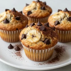 To make delicious Chocolate Chip Banana Protein Muffins, you'll need simple ingredients that pack a punch. Here's what you need: - 2 ripe bananas, mashed - 1 cup rolled oats (or oat flour) - 1/2 cup vanilla protein powder - 1/2 cup almond milk (or any milk of choice) - 1/4 cup honey or maple syrup - 1/4 cup unsweetened cocoa powder - 1 teaspoon baking powder - 1/2 teaspoon baking soda - 1/2 teaspoon ground cinnamon - 1/2 cup dark chocolate chips - 1/4 teaspoon salt These ingredients blend together to create muffins that are moist and tasty. Ripe bananas add natural sweetness and moisture. Rolled oats or oat flour makes a great base, giving a hearty texture. The protein powder boosts nutrition, while almond milk keeps it light. Honey or maple syrup adds a hint of sweetness, and cocoa powder gives a rich flavor. Baking powder and baking soda help the muffins rise. Ground cinnamon adds warmth and spice. Dark chocolate chips are the star, providing bursts of sweet chocolate in every bite. With these ingredients, you&rsquo;re ready to create muffins that are not just healthy but also fun to eat! {{ingredient_image_1}} First, preheat your oven to 350&deg;F (175&deg;C). This is key to getting even cooking. Next, line a muffin tin with paper liners or grease it with cooking spray. This step helps the muffins release easily after baking. In a large bowl, mash two ripe bananas. Add one cup of almond milk and a quarter cup of honey or maple syrup. Mix these until well blended. The bananas give moisture and natural sweetness. In another bowl, combine one cup of rolled oats, half a cup of vanilla protein powder, a quarter cup of cocoa powder, one teaspoon of baking powder, half a teaspoon of baking soda, half a teaspoon of cinnamon, and a quarter teaspoon of salt. Mixing these dry ingredients well ensures even flavor throughout the muffins. Gradually add the dry mixture to the wet ingredients. Stir gently until just combined. Be careful not to over-mix, as this can make the muffins tough. Then, fold in half a cup of dark chocolate chips. This adds a delightful chocolatey flavor. Divide the batter evenly among the muffin cups, filling each about three-quarters full. Bake in the preheated oven for 15-20 minutes. Check for doneness by inserting a toothpick into the center. If it comes out clean, the muffins are ready! Once baked, remove the muffins from the oven. Let them cool in the pan for about five minutes. Then, transfer them to a wire rack to cool completely. Enjoy them warm for the best flavor! To make perfect muffins, avoid over-mixing the batter. Mix just until you see no dry flour. Over-mixing makes the muffins tough. Proper baking time is also key. Bake for 15-20 minutes at 350&deg;F. Check with a toothpick; it should come out clean. You can try different sweeteners in this recipe. Use coconut sugar or agave syrup instead of honey. Adding nuts or seeds can also boost texture. Chopped walnuts or chia seeds add great crunch and nutrition. Serve these muffins warm for the best taste. You can dust them with cocoa powder for a fancy touch. Add a few extra chocolate chips on top for a sweet look. For a creamy side, pair with a scoop of Greek yogurt. Pro Tips Use Overripe Bananas: The riper the bananas, the sweeter and more flavorful your muffins will be. Look for bananas with brown spots for the best results. Experiment with Sweeteners: Feel free to substitute honey or maple syrup with other sweeteners like agave or stevia, depending on your dietary preferences. Storing Muffins: Keep your muffins fresh by storing them in an airtight container at room temperature for up to 3 days, or refrigerate for up to a week. Freeze for Later: These muffins freeze well! Place them in a freezer-safe bag or container for up to 3 months. Simply thaw and enjoy whenever you crave a healthy snack! {{image_2}} To make these muffins vegan, swap the honey for maple syrup. Use plant-based protein powder. You can also choose almond milk or any plant milk you like. This keeps them tasty and healthy. For gluten-free options, use oat flour instead of rolled oats. Ensure your protein powder is gluten-free too. These changes make the muffins safe for those with gluten issues. You can switch up the fruits too. Try applesauce or diced peaches for a new taste. Mashed sweet potatoes also work well. Each fruit brings its own flavor to your muffins. When it comes to chocolate, dark chocolate chips are great, but feel free to mix it up. Use milk chocolate or even white chocolate chips. Each choice adds a unique twist to the muffins. If you want different protein powder flavors, go for chocolate or peanut butter. This adds a fun flavor kick. You can also use plant-based protein to keep it vegan. Natural protein boosters can enhance your muffins too. Try ground flaxseed or chia seeds. They boost protein and add more fiber. This makes your muffins even healthier while keeping them delicious. To keep your muffins fresh, use an airtight container. This helps them stay soft and tasty. You can store them at room temperature for up to three days. If you want to keep them longer, place them in the fridge. In the fridge, they will last about a week. If you want to save some muffins for later, freezing works great. First, let the muffins cool completely. Then, wrap each muffin in plastic wrap. Place the wrapped muffins in a freezer bag. This keeps them fresh and prevents freezer burn. When you are ready to eat them, take one out. Let it thaw at room temperature for about 30 minutes. You can also warm it in the microwave for 15-20 seconds for a delicious treat. To make your muffins fluffy, use fresh baking powder and baking soda. Mix the wet and dry ingredients separately before combining them. Be careful not to over-mix your batter. Over-mixing can lead to dense muffins. Stir just enough to blend the ingredients. You can use peanut butter, but it will change the texture. Peanut butter adds richness but can make the batter thicker. If you decide to use it, mix it with some water to thin it out. This way, your muffins will still bake evenly. You can use agave nectar or brown sugar as substitutes. If you prefer a sugar-free option, try using stevia or erythritol. Just remember to adjust the amount based on sweetness. Each sweetener has a different level of sweetness. These muffins can last up to five days at room temperature. Store them in an airtight container to keep them fresh. If you want to keep them longer, they can be frozen for up to three months. Yes, you can! Adding nuts or dried fruit can enhance the flavor and texture. Try walnuts, pecans, or raisins for different tastes. Just be sure to keep the total amount of mix-ins to about one cup. This helps the muffins rise properly. These muffins are simple and delicious. We used ripe bananas, oats, and chocolate chips for great flavor. The step-by-step guide makes baking easy. Don&rsquo;t forget the tips for getting the best texture! You can customize these muffins for any diet too. Remember to store them right for freshness. Enjoy your baking, and feel free to get creative with flavors and add-ins!