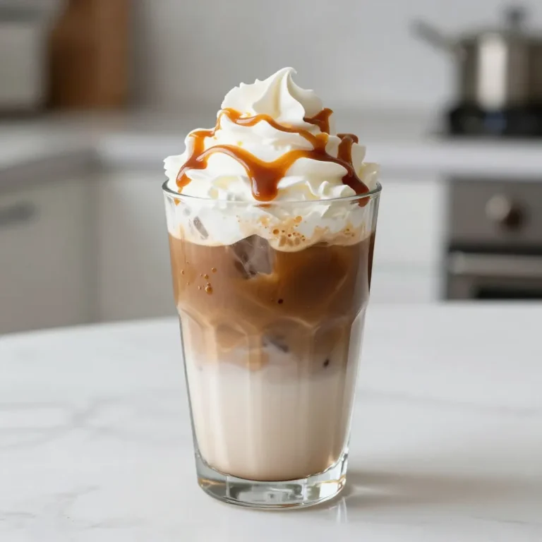 - 1 cup brewed espresso (or strong coffee) - 1 cup milk (dairy or non-dairy) - 2 tablespoons vanilla syrup - 2 tablespoons caramel sauce - Ice cubes - Whipped cream (optional for topping) - Extra caramel sauce for drizzling You will need a few simple ingredients to make your iced caramel macchiato. Start with one cup of brewed espresso or strong coffee. The coffee gives the drink its rich flavor. Next, you will need one cup of milk. You can use dairy milk or non-dairy options like almond or oat milk. The milk makes the drink creamy and smooth. For sweetness, grab two tablespoons of vanilla syrup. This adds a lovely flavor that blends well with the coffee. You will also need two tablespoons of caramel sauce. This is what makes the drink deliciously sweet and sticky. Don’t forget the ice cubes! They chill your drink and keep it refreshing. If you want to make it extra special, add whipped cream on top. Finally, drizzle some extra caramel sauce for that gourmet touch. With these ingredients, you are ready to create a delightful iced caramel macchiato at home. Enjoy the process, and get ready for a tasty treat! {{ingredient_image_1}} To start, brew your espresso or strong coffee. Use a coffee maker, espresso machine, or French press. The key is to have a rich, strong flavor. After brewing, let your coffee cool for a few minutes. This step keeps the ice from melting too fast. Grab a large glass. Pour 2 tablespoons of vanilla syrup into the bottom. This syrup adds sweetness and flavor. Next, fill the glass halfway with ice cubes. The ice keeps your drink cold. Now, pour in the milk until it reaches about an inch from the top. You can use any milk you like, such as dairy or almond. Finally, slowly pour the cooled espresso over the milk. This creates a lovely layered effect that looks beautiful. Now comes the fun part! Drizzle 2 tablespoons of caramel sauce over the top. This adds a sweet and sticky finish. If you want, you can also add whipped cream on top. It makes your drink feel even more special. Before you enjoy your drink, stir it gently. This mixes the flavors without losing the lovely layers. Now your iced caramel macchiato is ready to sip! To get that beautiful layered look, pour your espresso slowly over the milk. This helps keep the layers apart. Use a spoon to guide the espresso. Hold it just above the milk, then let it flow down. This method keeps the espresso on top. It makes your drink look fancy and inviting. Want to tweak the sweetness? You can add more or less vanilla syrup. Start with two tablespoons, then adjust to your taste. If you enjoy flavor, try different syrups like hazelnut or caramel. This lets you create your own unique drink every time. The milk you choose can change the taste. Whole milk gives a rich, creamy feel. Almond milk is lighter and adds a nutty taste. Oat milk is smooth and sweet. Each option changes the drink's flavor. Try different types to find your favorite. Pro Tips Fresh Espresso is Key: For the best flavor, use freshly brewed espresso or strong coffee. The richness will enhance the overall taste of your drink. Layering for Aesthetics: Pour the espresso slowly over the milk to create a beautiful layered effect. This not only looks appealing but also allows for a gradual mixing of flavors as you sip. Experiment with Milk Alternatives: Try using different types of milk, such as almond, oat, or soy, to find your preferred flavor and texture. Each will bring a unique twist to the classic macchiato. Customize Your Sweetness: Adjust the amount of vanilla syrup and caramel sauce to suit your taste. You can also try flavored syrups for a new dimension of flavor. {{image_2}} To make a classic Iced Caramel Macchiato, follow the traditional Starbucks style. Start with a cup of brewed espresso or strong coffee. Use one cup of milk, either dairy or non-dairy. In the bottom of a tall glass, add two tablespoons of vanilla syrup. Fill the glass with ice cubes, then add the milk. Pour the espresso over the milk slowly. This creates a beautiful layered look. Finally, drizzle two tablespoons of caramel sauce on top. Enjoy the rich flavors in every sip. You can add fun seasonal flavors to your Iced Caramel Macchiato. For a fall twist, try pumpkin spice. Simply add a pump of pumpkin spice syrup along with the vanilla syrup. In winter, peppermint syrup works great. Just replace the vanilla syrup with peppermint syrup for a refreshing taste. These small changes can make your drink feel festive and exciting. If you want a lighter option, there are simple swaps you can make. Use low-calorie sweeteners instead of regular syrup. Look for sugar-free vanilla and caramel syrups. You can also replace whole milk with almond or oat milk. These choices keep the flavor while reducing calories. This way, you can enjoy your drink and feel good about it too. To keep your drink fresh, store brewed espresso or coffee in the fridge. Use an airtight container. It stays good for up to three days. For the milk, keep it sealed in its original container. It needs to be refrigerated and used within a week. You can make parts of the drink ahead of time. Brew your espresso and cool it down. Store it in the fridge. This way, you save time on busy mornings. You can also measure out the vanilla syrup and caramel sauce. Just keep them ready for quick use. If you want to enjoy this drink later, you can freeze your espresso or coffee. Pour it into ice cube trays and freeze. When you are ready, blend the cubes into smoothies or other drinks. This gives you a tasty coffee flavor without brewing again. To make a dairy-free Iced Caramel Macchiato, use non-dairy milk. Some great options are: - Almond milk - Oat milk - Soy milk - Coconut milk Each of these milks adds its own taste. Almond milk is light and nutty. Oat milk is creamy and sweet. Soy milk offers a rich texture. Coconut milk gives a tropical vibe. Choose what you like best! Yes, you can make this drink without espresso. If you don’t have espresso, use strong brewed coffee instead. Look for coffee that is bold and rich. You can also try these alternatives: - Cold brew coffee for a smoother taste - Coffee concentrate for a stronger flavor These options will still give you a nice coffee taste in your drink. You can change the sweetness to fit your taste. Here are some easy tips: - Add more vanilla syrup for extra sweetness. - Use less vanilla syrup if you prefer it less sweet. - Try adding flavored syrups, like hazelnut or caramel, for a twist. Taste your drink as you go. This will help you find the perfect balance! You learned how to make a tasty iced caramel macchiato. Start with brewed espresso or coffee and choose your milk. Add sweeteners and layer your drink for a nice look. Customize it with different flavors or make a healthier version. Remember, practice will help you master this drink. Follow these tips for a great taste. Enjoy your drink today or save some for later. You can impress friends with your skills, too!