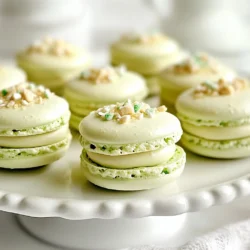- 1 cup almond flour - 1 &frac34; cups powdered sugar - 3 large egg whites - 1/4 cup granulated sugar - 1/4 teaspoon cream of tartar - 1 teaspoon peppermint extract - A few drops of green food coloring (optional) - 4 oz. white chocolate, chopped - 1/2 cup heavy cream - Crushed peppermint candies for garnish The almond flour gives these macarons their unique texture. It helps create a light and crisp shell. The powdered sugar adds sweetness and aids in forming that perfect smooth surface. Egg whites are key in achieving those lovely fluffy peaks. They provide structure and stability to the shells. Granulated sugar helps strengthen the egg whites, ensuring they whip up nice and firm. Cream of tartar stabilizes the egg whites too, giving them that glossy finish. Peppermint extract brings a fresh burst of flavor. It&rsquo;s what makes these treats festive and fun. Green food coloring is optional but adds a nice touch for the holidays. The white chocolate is the star of the filling. It melts beautifully with heavy cream to create a rich ganache. Finally, crushed peppermint candies add a lovely crunch and a pop of color on top. If you have nut allergies, you can use sunflower seed flour instead of almond flour. Just keep in mind that the color may be different. For those who avoid sugar, a sugar substitute like erythritol can work in the powdered sugar. You can also skip the peppermint extract and use vanilla extract if you prefer a milder flavor. If you're dairy-free, try using coconut cream in place of heavy cream for the ganache. {{ingredient_image_1}} To make the macaron shells, start by mixing the almond flour and powdered sugar. Use a food processor to pulse them together until they are very fine. This helps create a smooth texture. Next, sift the mixture through a fine mesh sieve. This step removes any lumps and ensures a light shell. Now, it&rsquo;s time to whip the egg whites. In a clean bowl, beat the egg whites on medium speed until they start to get frothy. Add the cream of tartar, which helps stabilize the egg whites. Gradually add the granulated sugar, one tablespoon at a time, beating until stiff peaks form. This means the egg whites should stand tall when you lift the beaters. Mix in the peppermint extract and, if you like, a few drops of green food coloring for a festive touch. Carefully fold the almond flour mixture into the whipped egg whites. Use a spatula and be gentle. You want to combine them until the mix is smooth but not overmixed. It should flow like lava when you lift the spatula. Next, transfer this batter into a piping bag fitted with a round tip. On a baking sheet lined with parchment paper, pipe 1.5-inch circles. Leave enough space between them, as they will spread a bit while baking. Let the piped macarons rest at room temperature for about 30-45 minutes. This helps them form a dry skin on top. You&rsquo;ll know they are ready when they are no longer sticky to the touch. Whipping egg whites can be tricky, but with a few tips, you can nail it. First, make sure your bowl and beaters are clean and dry. Any oil or fat can prevent the egg whites from whipping properly. Use room temperature eggs; they whip better than cold ones. Start whipping on medium speed. This allows the air to incorporate slowly. Once they look frothy, add the cream of tartar. This will help your whites hold their shape. Gradually add the sugar. Doing this slowly gives the sugar time to dissolve and helps create a stable meringue. When you reach stiff peaks, stop mixing. Overbeating can lead to dry egg whites, which won&rsquo;t help your macarons. Aim for a shiny, smooth texture. For the white chocolate ganache, begin by heating the heavy cream in a small saucepan. Heat it over medium heat until it is just about to boil. Remove it from the heat and pour it over the chopped white chocolate in a bowl. Let this sit for about 2 minutes. This allows the chocolate to soften. After 2 minutes, whisk the mixture until it is smooth and creamy. This is your ganache filling. Now, chill it in the fridge for about 30 minutes. You want it to thicken but still be pipeable. To assemble your macarons, pair the shells by size. Pipe a dollop of the white chocolate ganache onto the flat side of one shell. Place its partner on top and gently press down. For a festive touch, sprinkle some crushed peppermint candies on top of the ganache while it is still soft. This adds a nice crunch and festive flair. Making macarons can be tricky. Here are some common mistakes to watch out for: - Not sifting the dry ingredients: This step is key. It helps remove lumps and keeps your macarons smooth. - Overmixing the batter: Mix until the batter flows like lava. Overmixing makes the shells flat. - Skipping the resting time: Letting the piped macarons sit is essential. This helps them form a skin that keeps their shape. Piping macarons takes practice. Here are some tips for neat, uniform shells: - Use a template: Place a template under your parchment paper. This helps you pipe evenly sized circles. - Hold the piping bag straight: Use a steady hand and pipe directly down. This keeps your circles even. - Release pressure before lifting: This prevents peaks. Lift straight up to keep the shell smooth. Getting the oven right is crucial for perfect macarons. Here are my best tips: - Preheat your oven to 300&deg;F (150&deg;C): This is the ideal temperature. It helps your macarons rise and bake evenly. - Rotate the trays halfway through: This ensures even baking. It helps avoid hot spots in the oven. - Bake for 15-20 minutes: Check for crisp shells. They should be firm outside and soft inside. Following these tips will help you make beautiful White Chocolate Peppermint Macarons. Enjoy the process and watch your skills grow! Pro Tips Use aged egg whites: For the best results, use egg whites that have been aged for at least 24 hours in the refrigerator. This helps achieve a better meringue consistency. Don&rsquo;t skip the resting time: Allowing the piped macarons to rest until they form a skin is crucial. This step helps develop the characteristic "foot" of the macaron during baking. Rotate your baking sheets: To ensure even baking, rotate your baking sheets halfway through the baking time. This helps the macarons bake uniformly for a perfect texture. Experiment with flavors: Feel free to customize the ganache by adding different extracts or spices, like vanilla or cinnamon, to create unique flavor combinations! {{image_2}} You can change the taste of your macarons easily. Here are some fun ideas: - Chocolate Ganache: Mix dark chocolate with heavy cream for a rich filling. - Berry Jam: Use raspberry or strawberry jam for a fruity twist. - Caramel: Whip up a simple caramel sauce for sweetness. - Nutella: Spread creamy Nutella for a hazelnut flavor. Experiment with these ideas to find your favorite! Color makes your macarons stand out! Here are some ways to add color: - Red and White: Use red food coloring for a classic holiday look. - Blue and Silver: Try blue food coloring for a cool winter theme. - Gold Dust: Lightly sprinkle edible gold dust for a touch of glam. Mix and match colors to suit your holiday style! You can create seasonal flavors to match the time of year. Here are some ideas: - Pumpkin Spice: Use pumpkin puree and spices in the ganache for fall. - Lemon Lavender: Mix lemon zest and lavender for a fresh spring treat. - Cinnamon Roll: Add cinnamon and vanilla for a cozy winter flavor. These variations keep your baking fun and festive! To keep your White Chocolate Peppermint Macarons fresh, store them in an airtight container. Layer them with parchment paper to avoid sticking. Place the container in a cool, dry place, away from sunlight. This helps maintain their crisp shells and soft centers. If you plan to eat them later, refrigeration is not the best choice. Cold air can ruin their texture. Freezing macarons is a great way to save them for later. Start by placing them in a single layer on a baking sheet. Freeze them for about an hour. Once frozen, transfer them to a freezer-safe bag or container. Remove as much air as possible before sealing. When ready to enjoy, let them thaw in the fridge overnight. This slow method helps keep their texture perfect. When stored properly, White Chocolate Peppermint Macarons can last up to a week at room temperature. If you freeze them, they can last for up to three months. However, for the best taste and texture, enjoy them within a month. The flavors remain vibrant, and the crunch stays intact. To keep your macarons from cracking, follow a few simple steps. First, be sure to rest the piped shells. Let them sit for 30-45 minutes until they form a dry skin. This step helps them bake evenly. Also, avoid overmixing the batter. Mix until it flows like lava but is not runny. Lastly, make sure your oven temperature is correct. An oven that is too hot can cause cracks. Yes, you can make macarons without almond flour. You can use other nut flours like hazelnut or cashew. You can also try sunflower seed flour for a nut-free option. Keep in mind that these alternatives may change the taste and texture a bit. Experimenting with different flours can yield fun results. Just remember to adjust your ratios as needed. Macarons stay fresh for about 3-5 days when stored correctly. Keep them in an airtight container at room temperature. For longer storage, you can freeze them. Place them in a single layer in a freezer-safe bag. They can last up to a month in the freezer. Just let them thaw in the fridge before enjoying. This way, you can savor your white chocolate peppermint macarons longer! Making White Chocolate Peppermint Macarons is fun and rewarding. We covered key ingredients, tips for success, and how to adapt recipes. Remember, practice makes perfect, and every batch gets better. Using these methods, you can create delicious treats for any occasion. Always keep your macaron shells fresh and enjoy experimenting with flavors. With these tips, you&rsquo;ll not only impress yourself but also anyone lucky enough to taste your creations. Embrace the joy of baking, and get ready to share your sweet success!